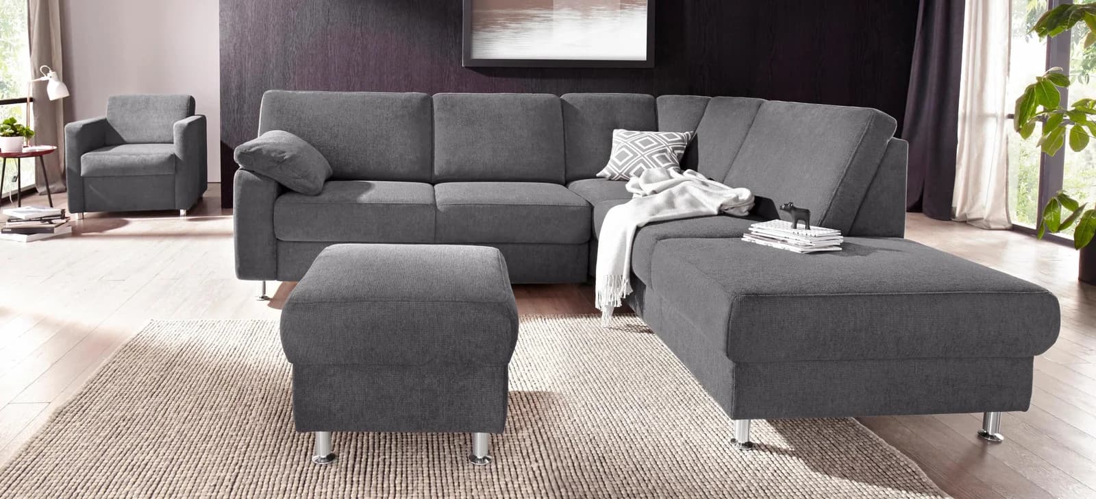 SIT & MORE Hocker Belfort Grau mit Stauraum