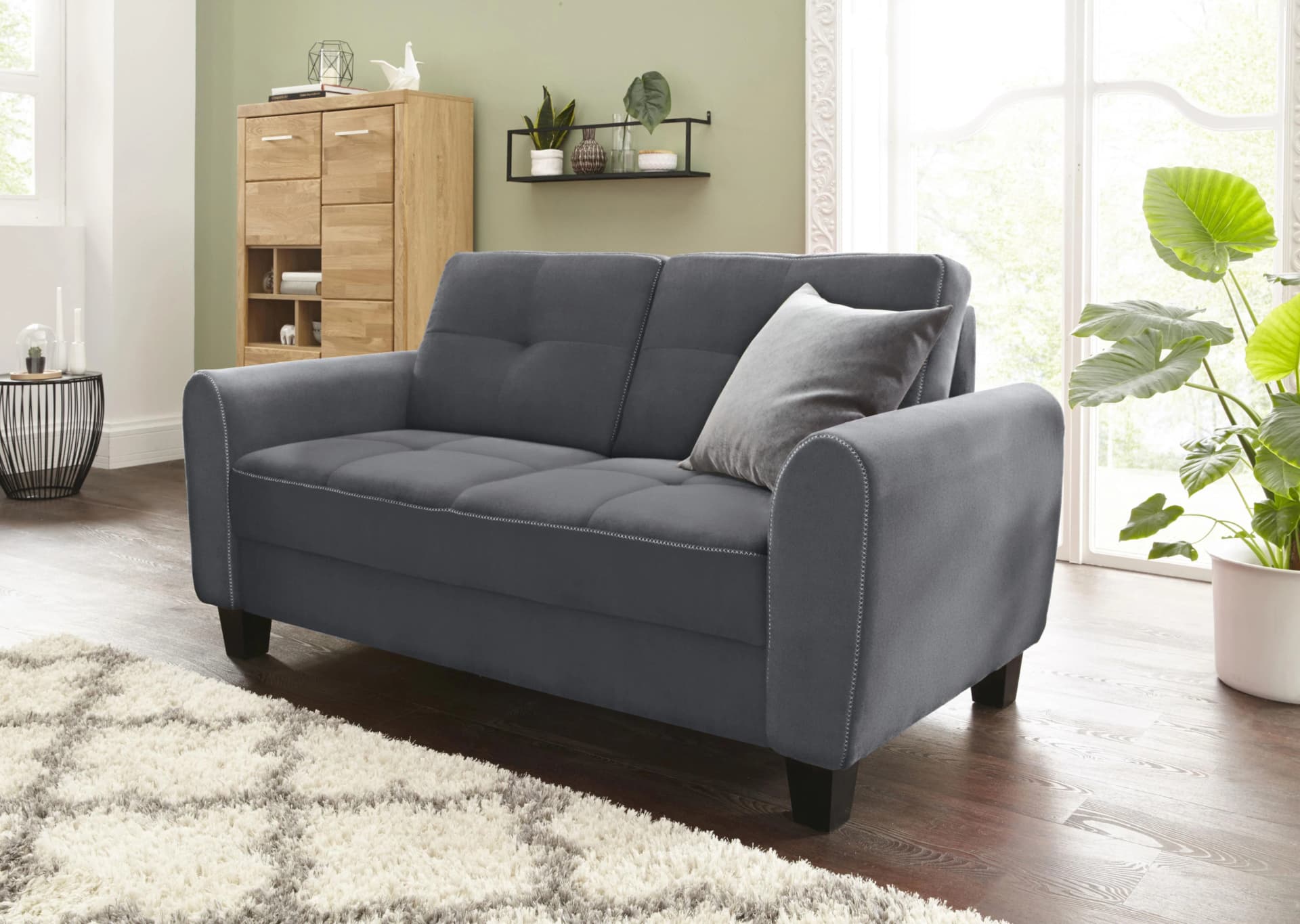 Sit & More 2-Sitzer Sofa Varese Grau Microfaser