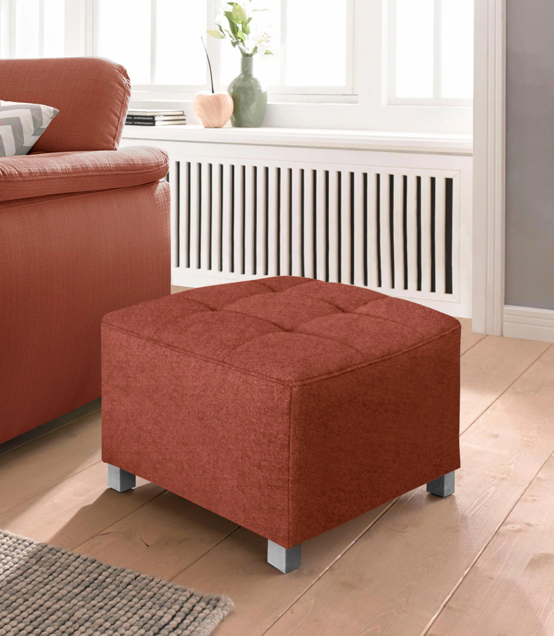 SIT & MORE Hocker Pablo Orange Terra Luxus-Microfaser
