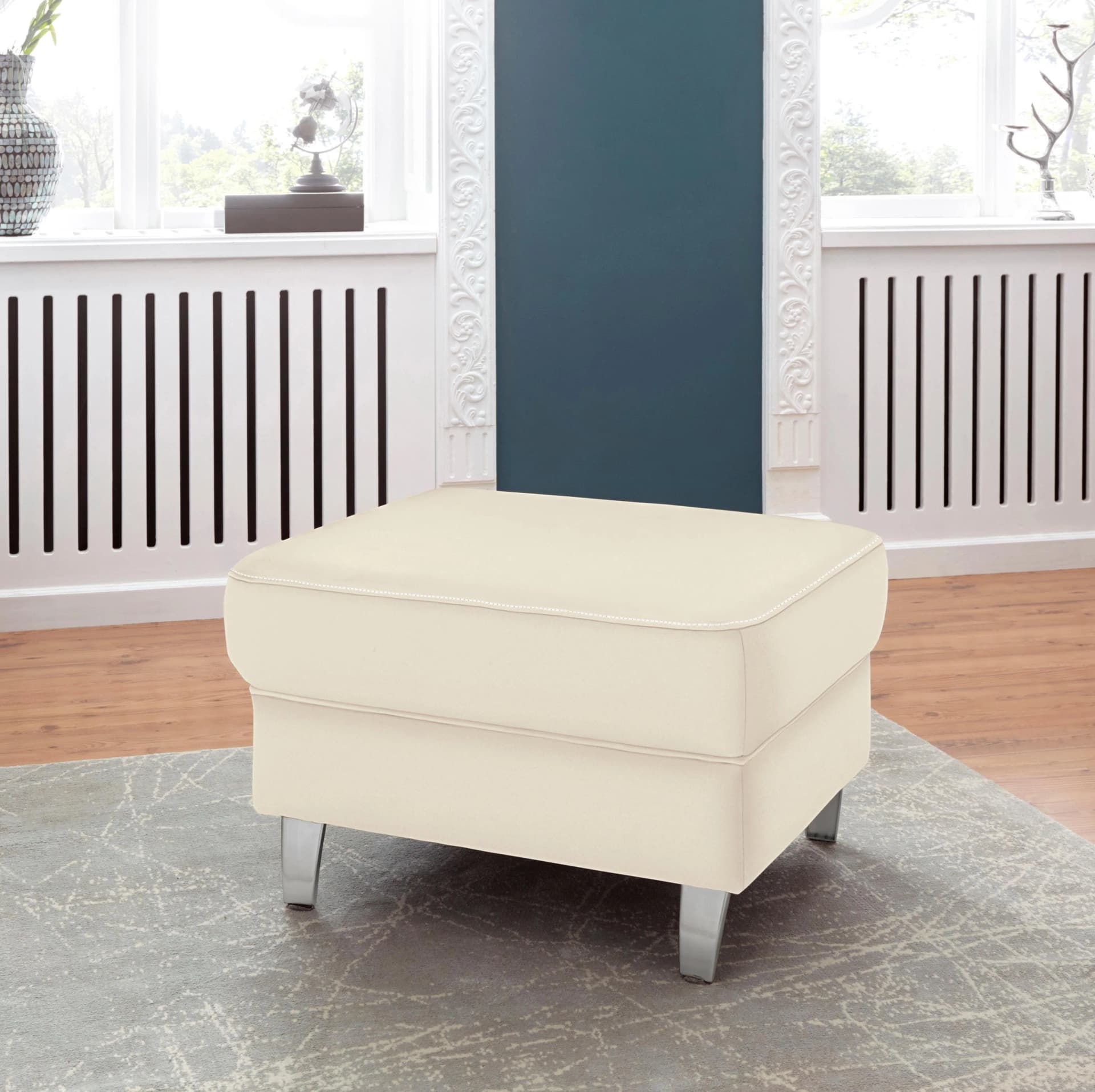 Sit & More Hocker Texel Beige Kunstleder mit Federkern
