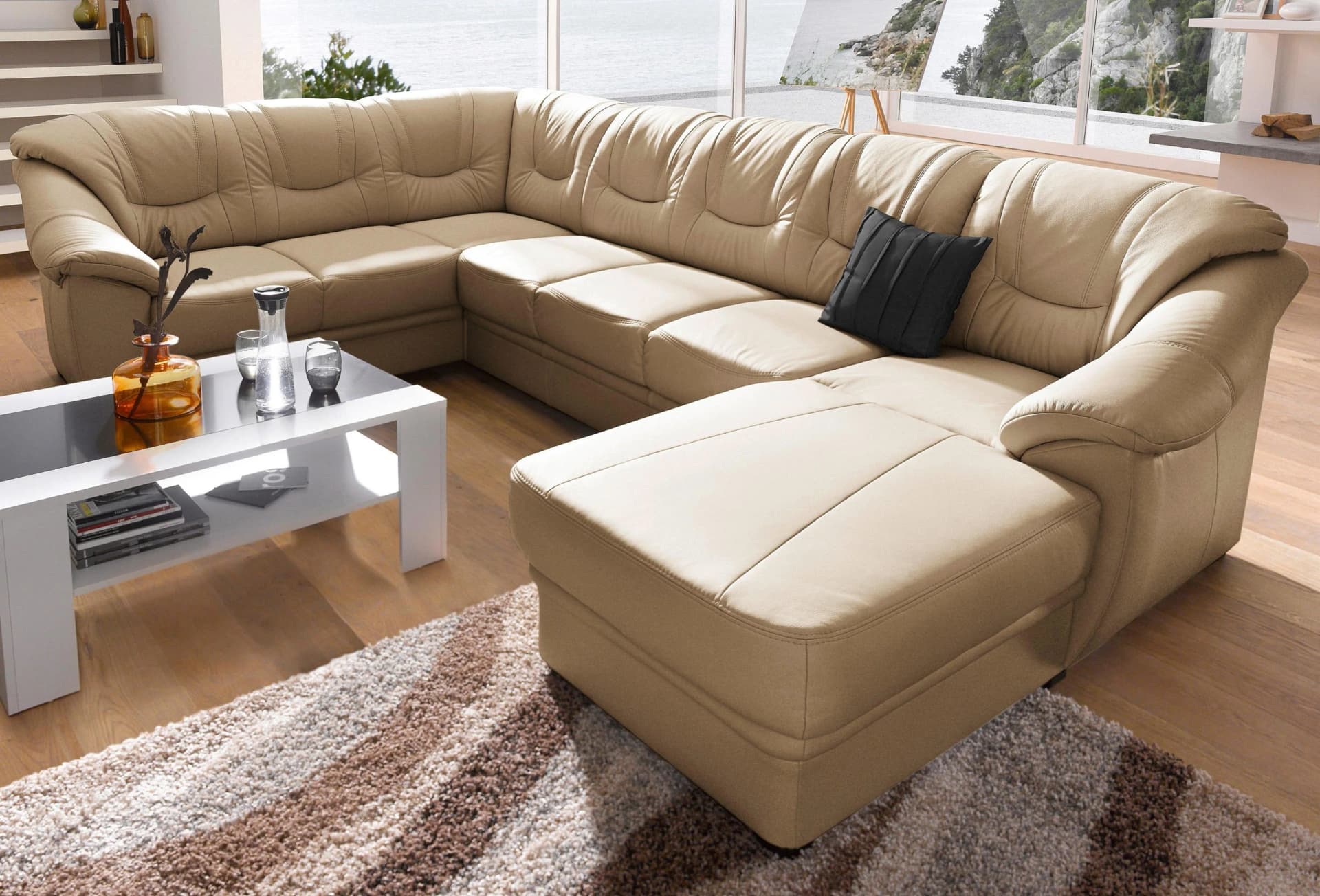 SIT & MORE Wohnlandschaft Savona U-Form Braun Luxus-Kunstleder