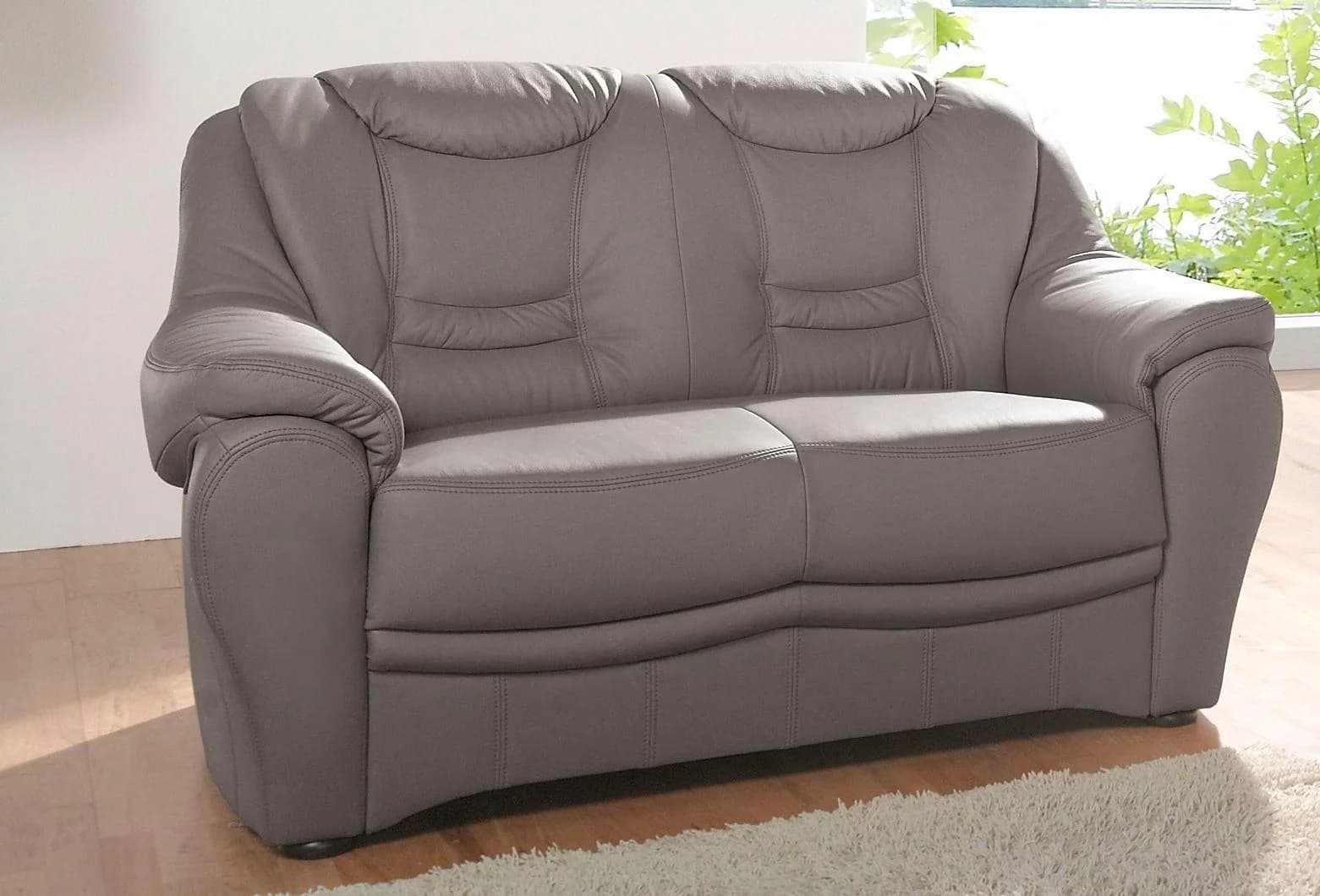 Sit & More 2-Sitzer Sofa Bansin Grau Naturleder