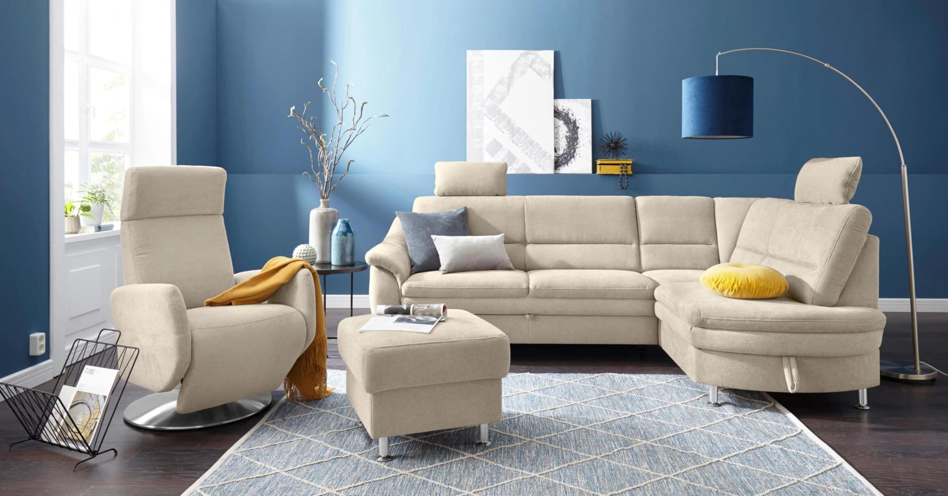 SIT & MORE Hocker Cardoso Beige Stauraum Microfaser