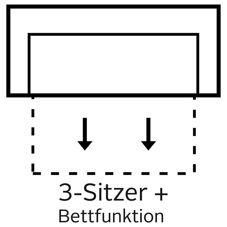 SIT & MORE Safira 3-Sitzer Sofa Grau mit Bettfunktion