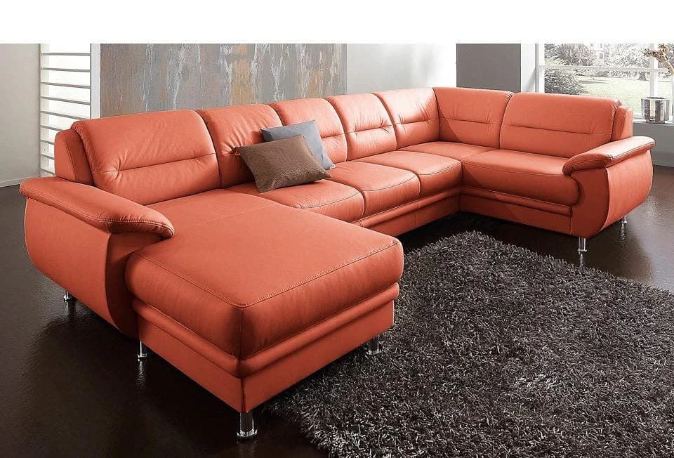 Sit & More Wohnlandschaft Mailand U-Form Terrakotta mit Bettfunktion