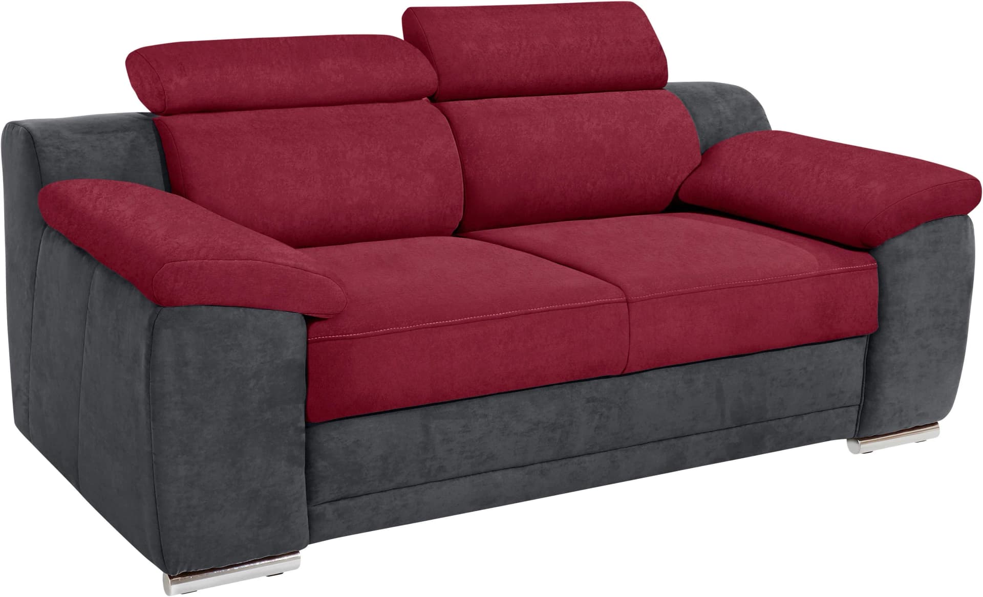 SIT & MORE 2-Sitzer Sofa Xenia Dunkelgrau Bordeaux mit Kopfteilverstellung - Bild 5