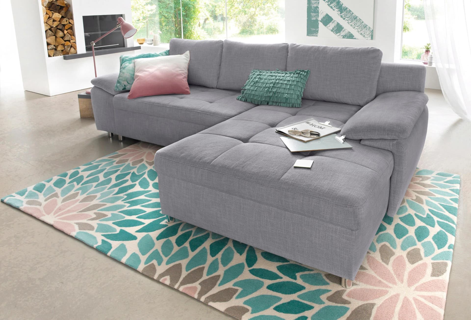 HOME AFFAIRE Ecksofa Labene L-Form Grau Modern