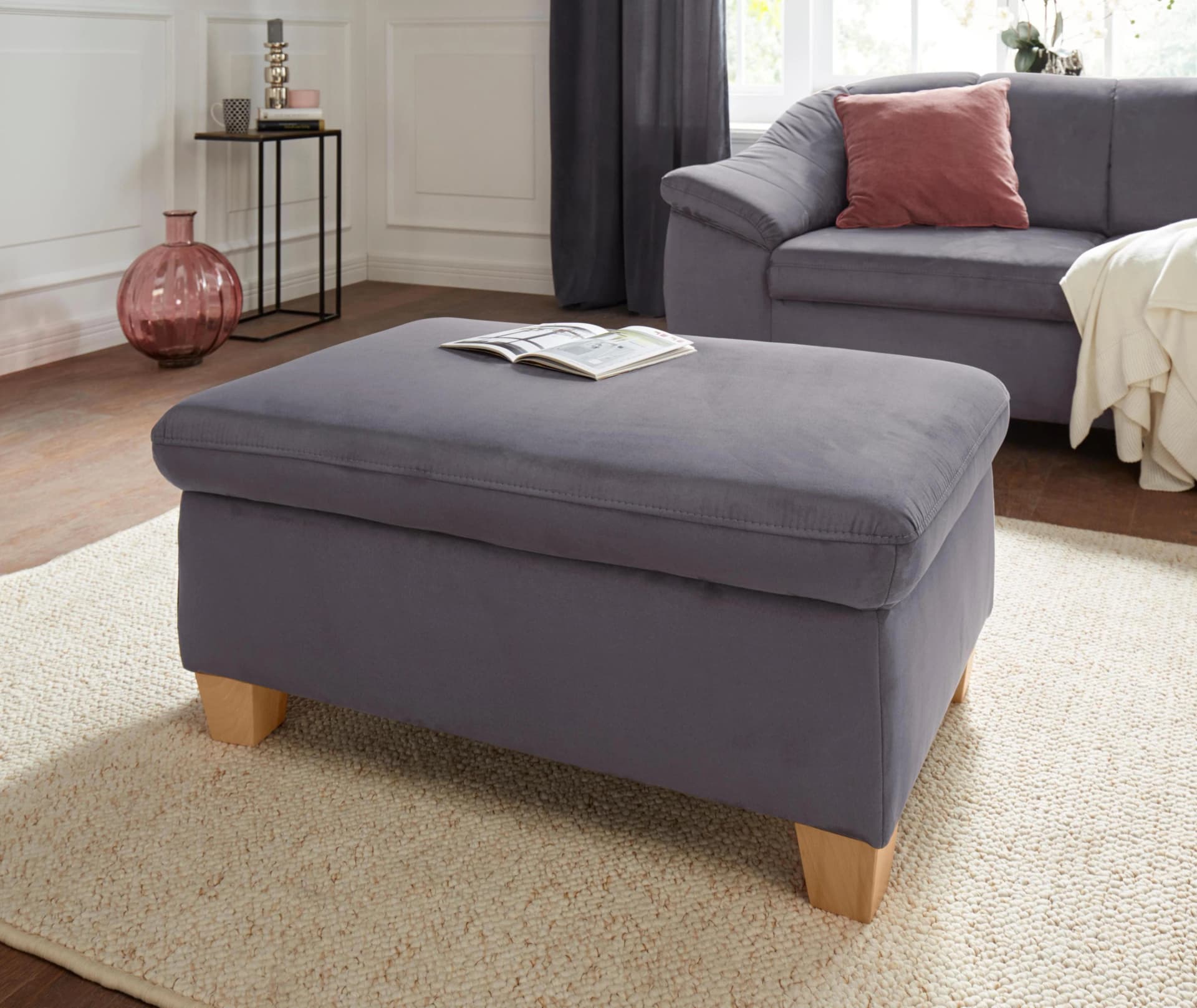 Sit & More Hocker Santo Grau Polyester Microfaser