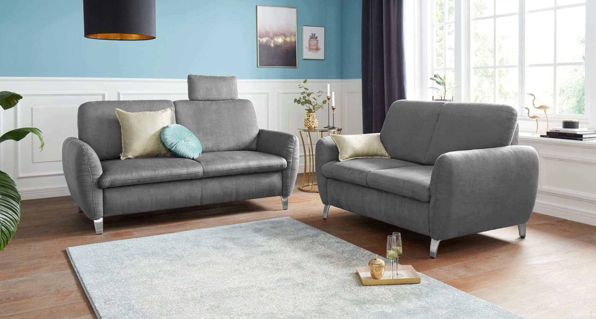 SIT & MORE Daytona 2,5-Sitzer Sofa Grau Klassisch