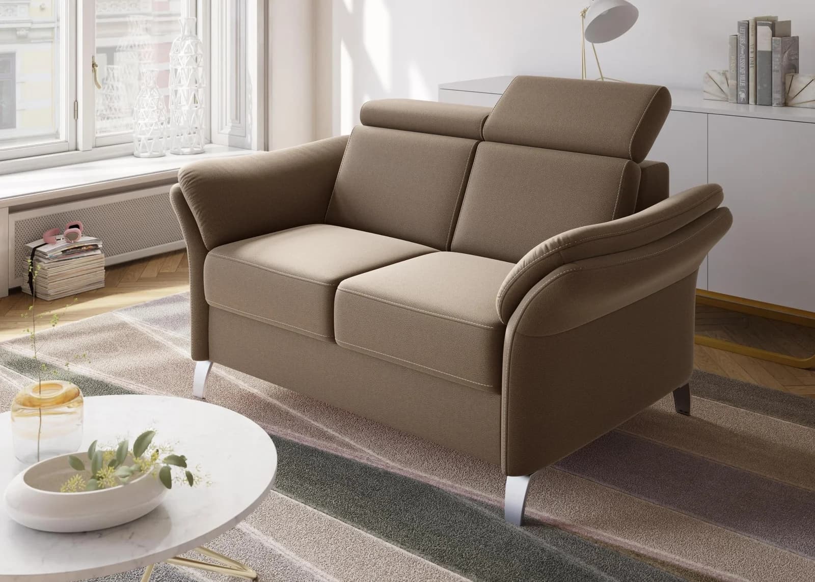 SIT & MORE Vincenzo 2-Sitzer Sofa Braun Microfaser