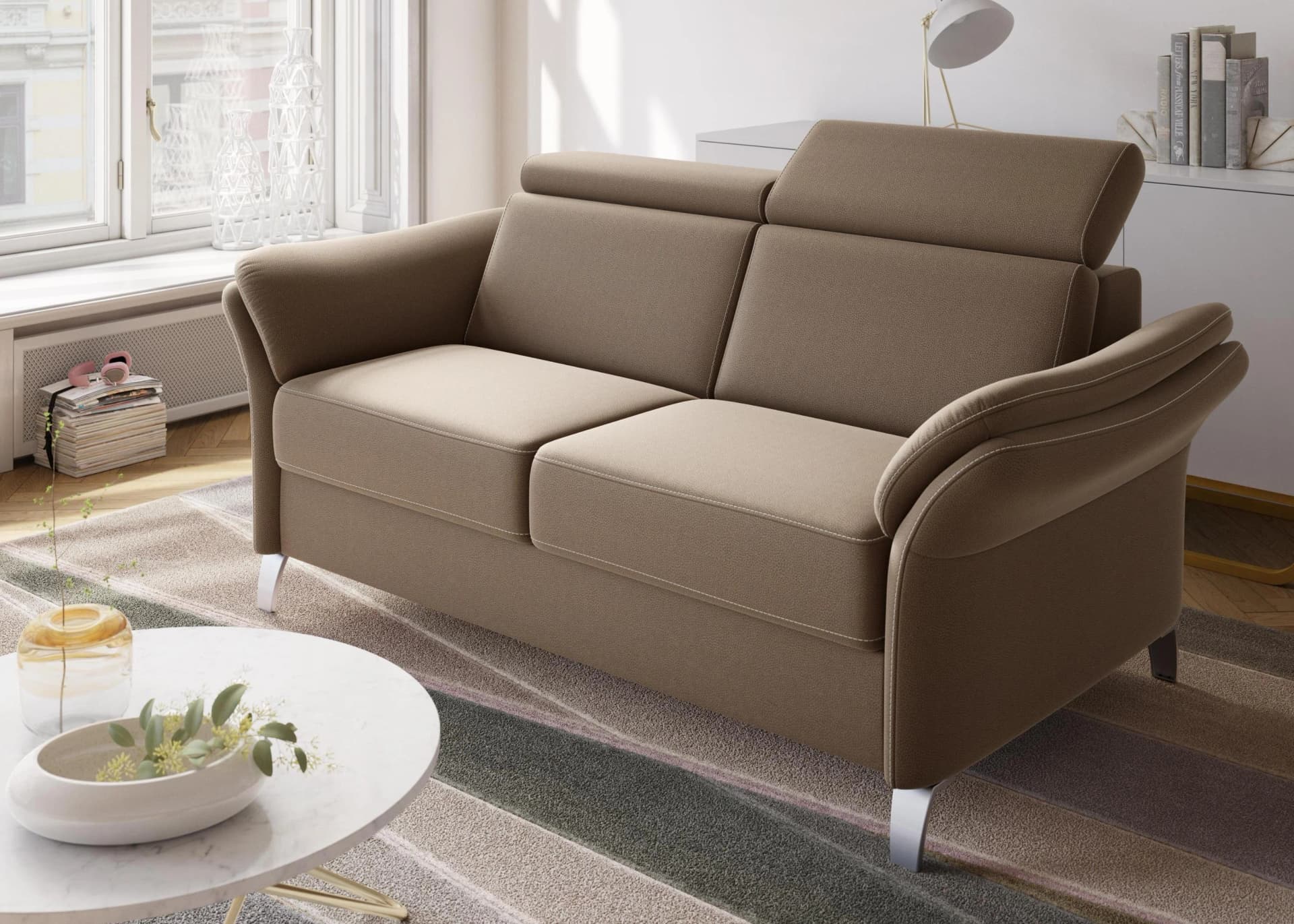 SIT & MORE Vincenzo 2,5-Sitzer Sofa Braun Microfaser