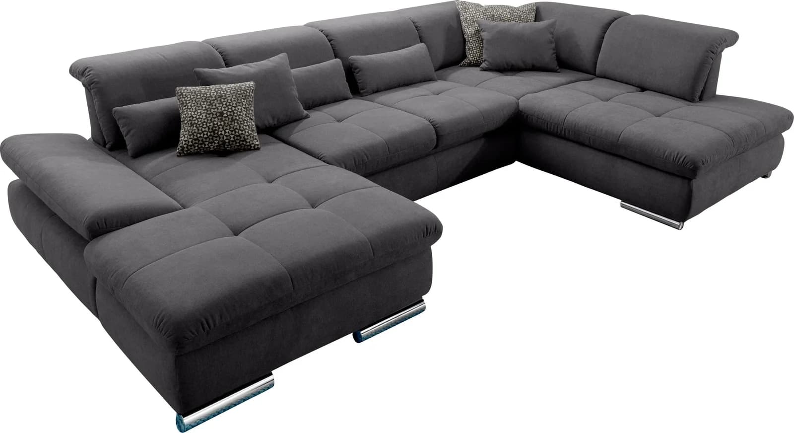 SET ONE by Musterring Wohnlandschaft SO 4100 Grau U-Form mit Verstellfunktionen
