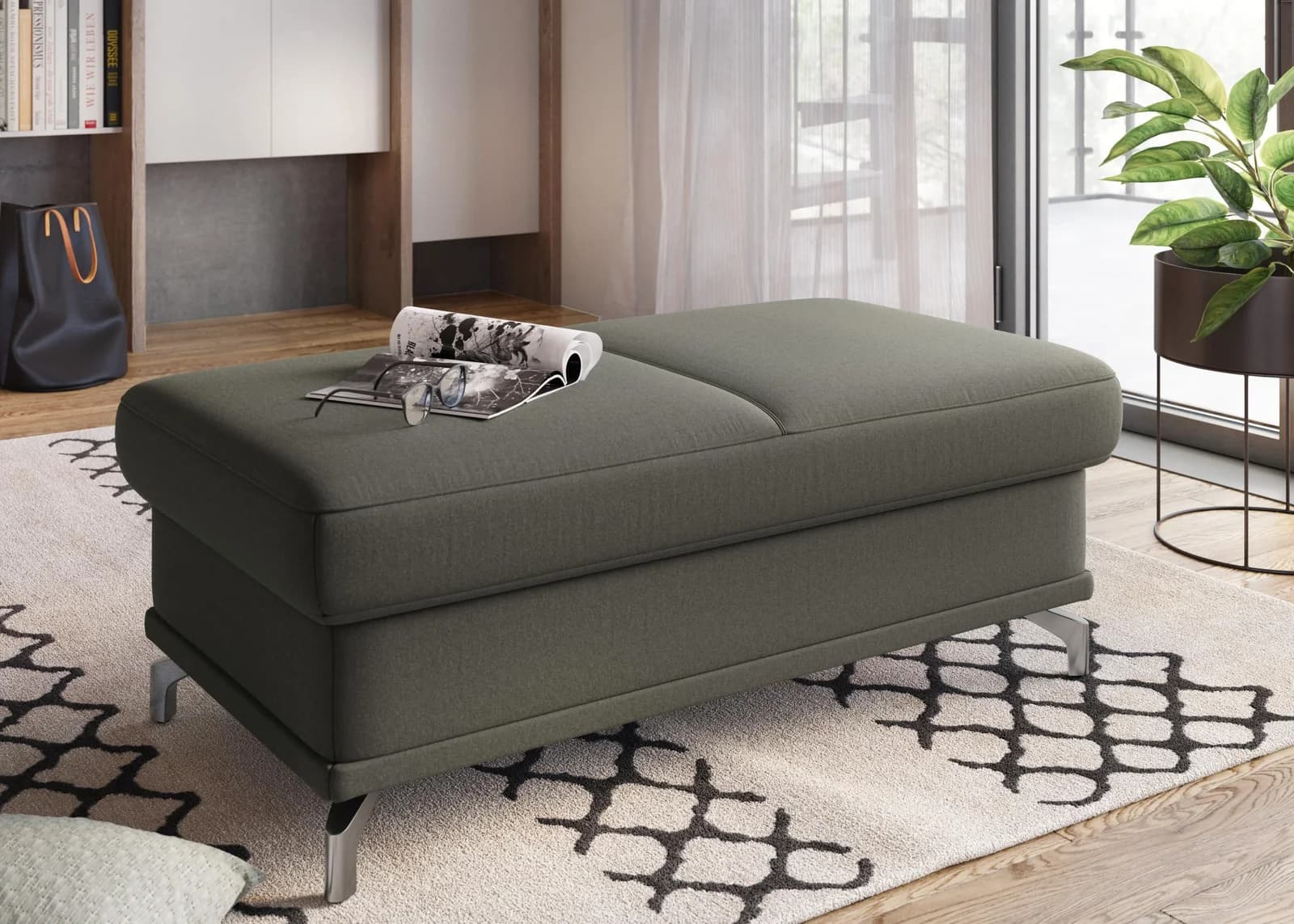 SIT & MORE Hocker Cabrio Anthrazit 100% Polyester Federkern