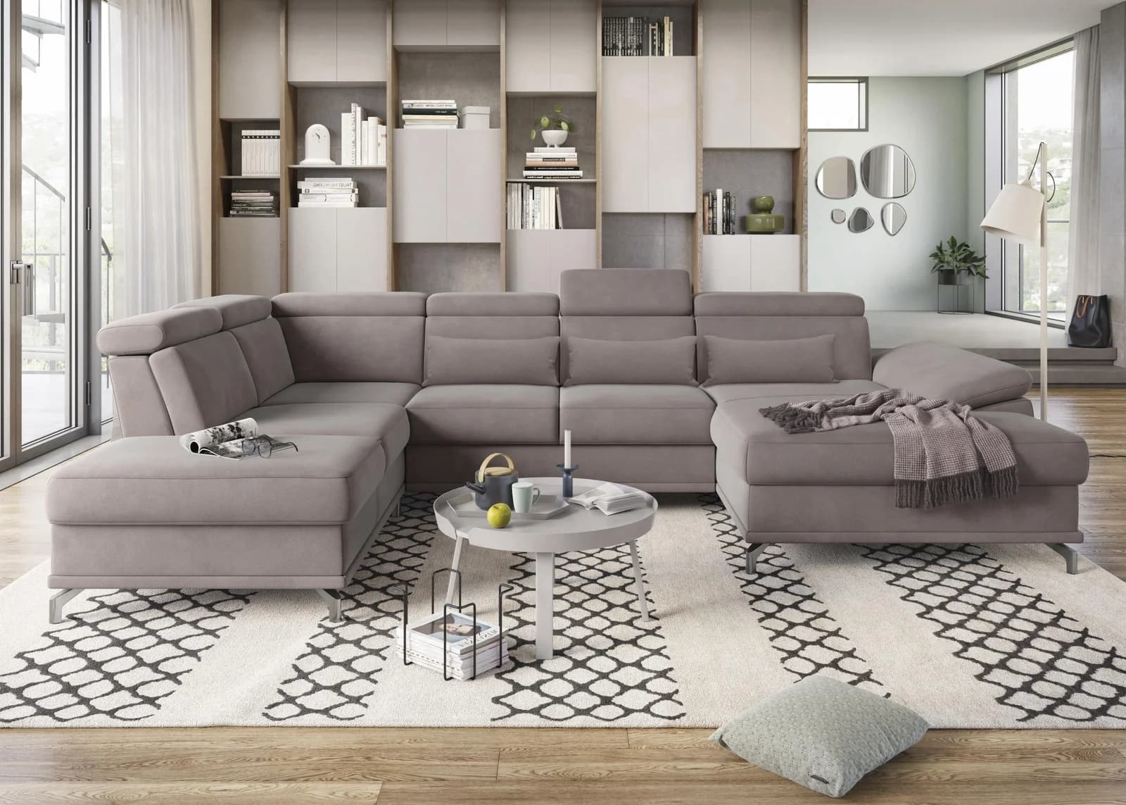 SIT & MORE Wohnlandschaft Cabrio U-Form Braun 100% Polyester