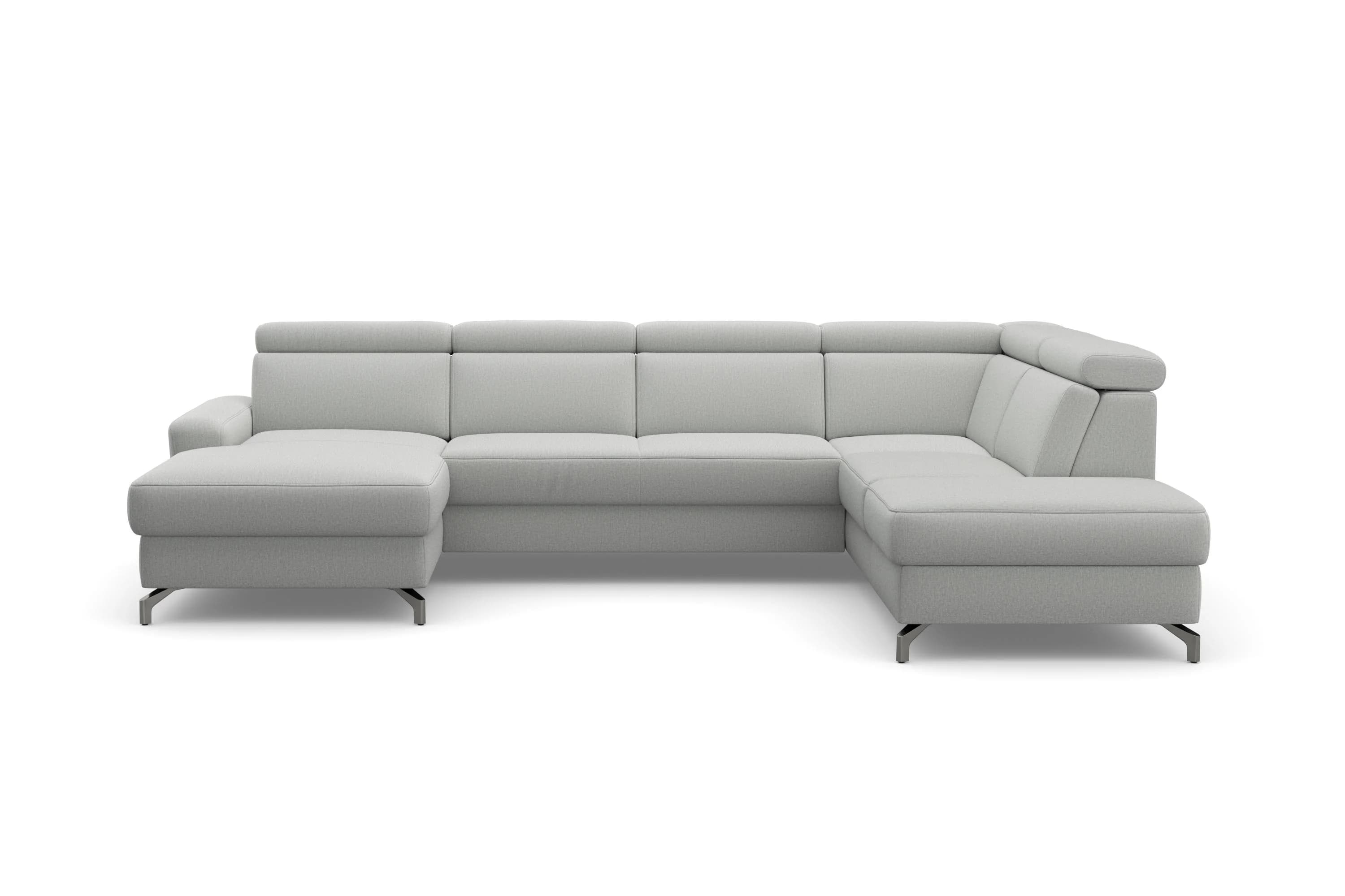 Sit & More Scarlett U-Form Wohnlandschaft Grau mit Kopfteilverstellung