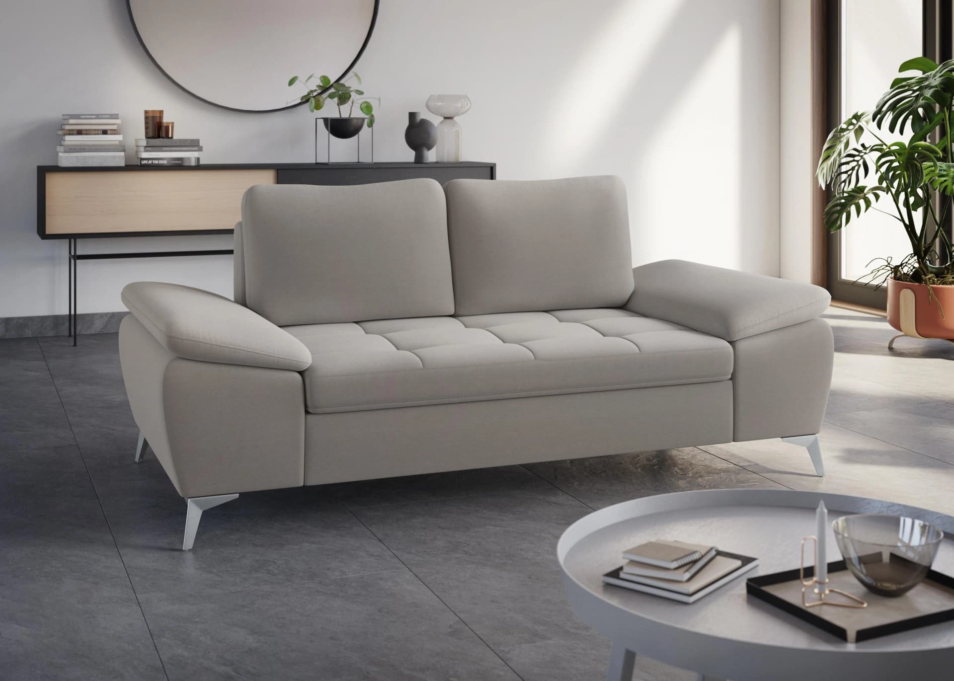 Sit & More 2-Sitzer Sofa Latigo Grau mit Metallfüßen
