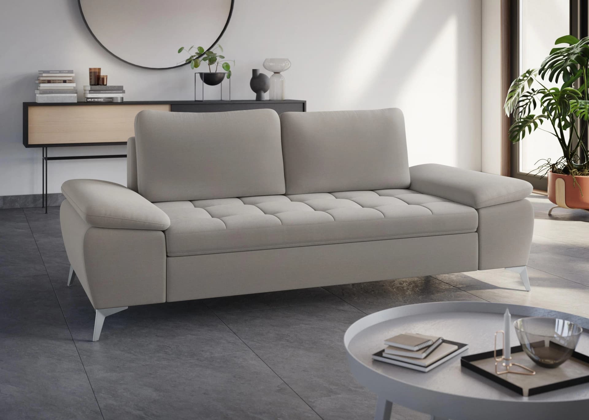 SIT & MORE Latigo 2,5-Sitzer Sofa Grau Metallfüße