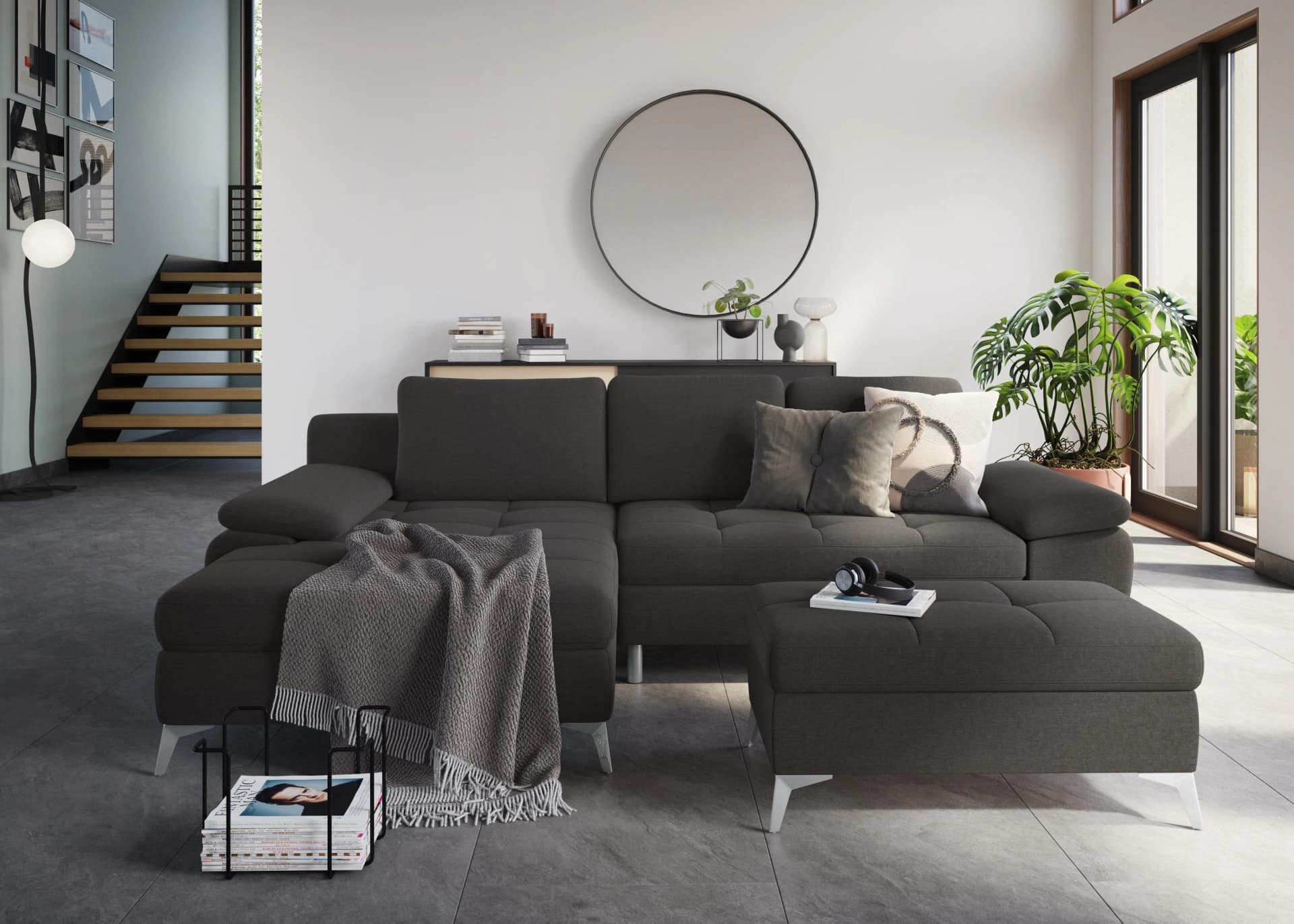 SIT & MORE Stauraumhocker Latigo Grau Microfaser