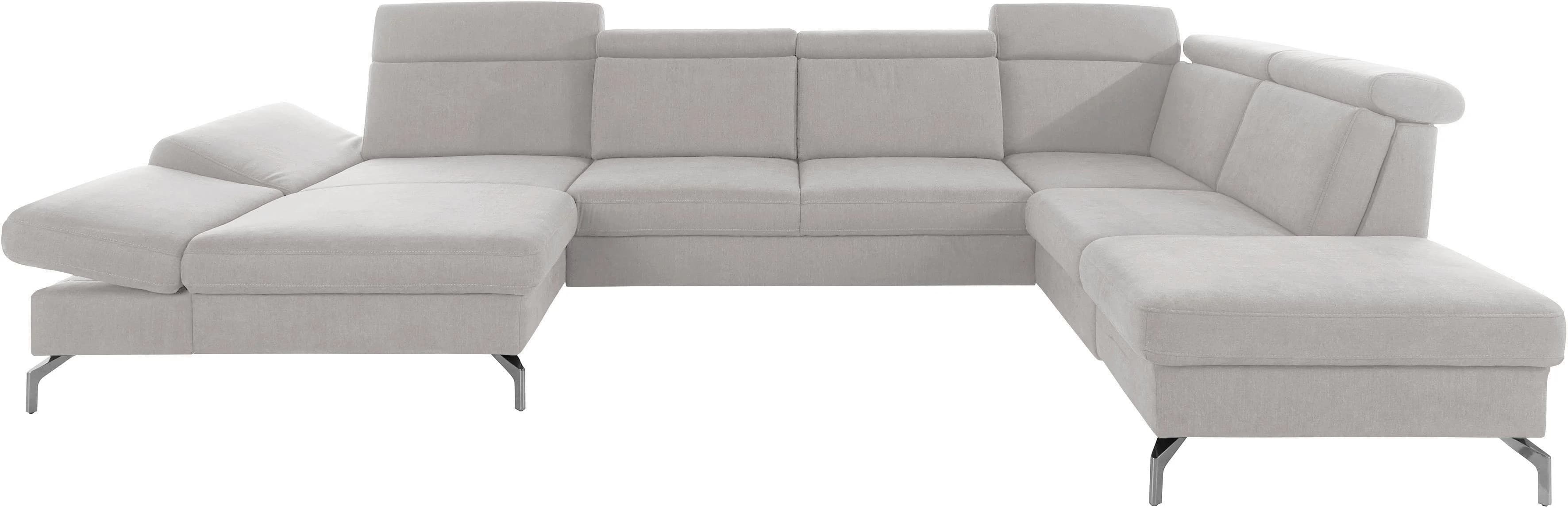 SIT & MORE Wohnlandschaft Brisbane U-Form Silber mit Verstellfunktion