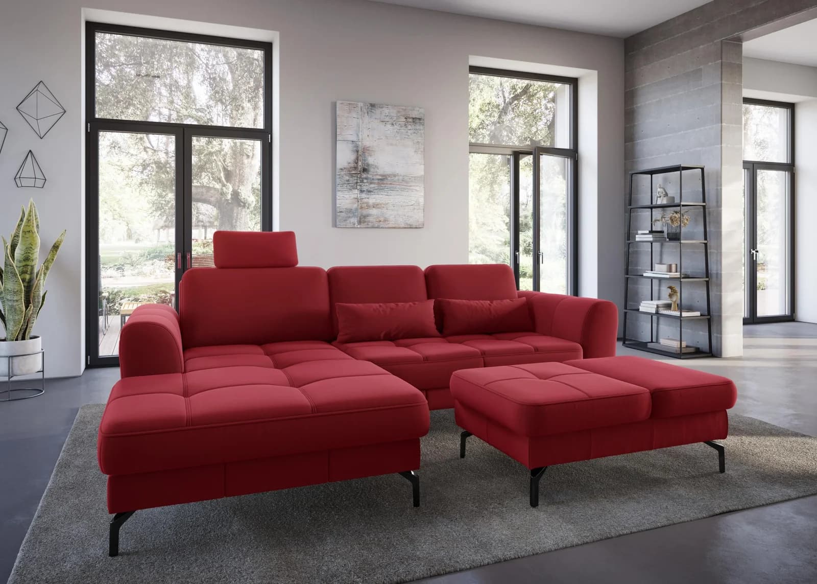 SIT & MORE Sofakissen Bendigo Rot 2-er Set Samtoptik