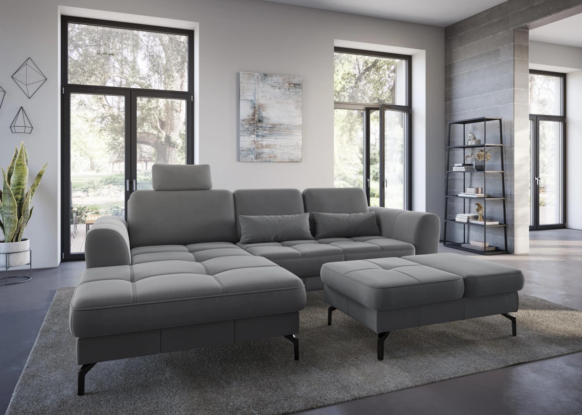 SIT & MORE Sofakissen Bendigo Hellgrau 2-er Set Samtoptik