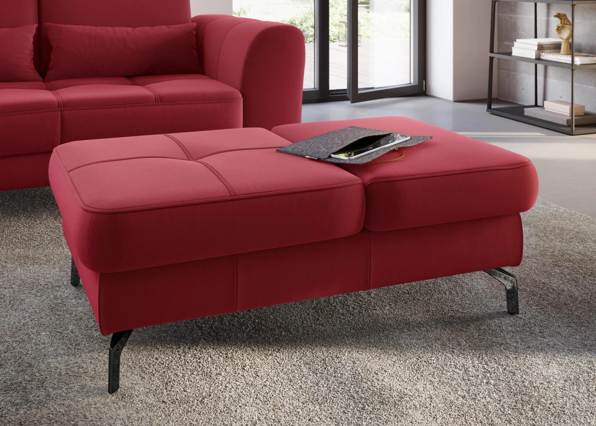 SIT & MORE Hocker Bendigo Rot mit Klappfunktion