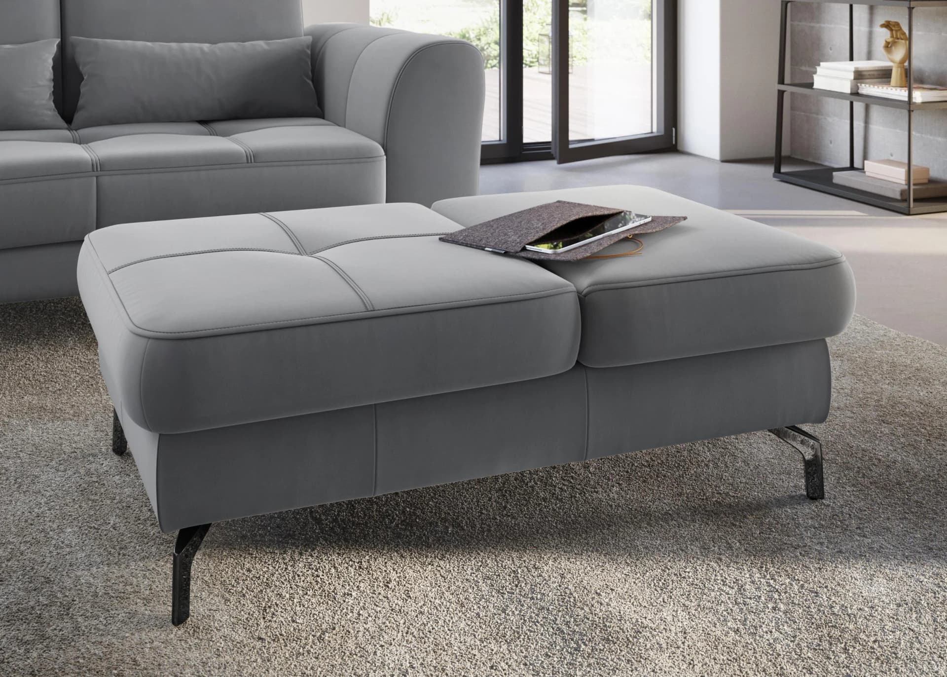 SIT & MORE Hocker Bendigo Grau mit Klappfunktion