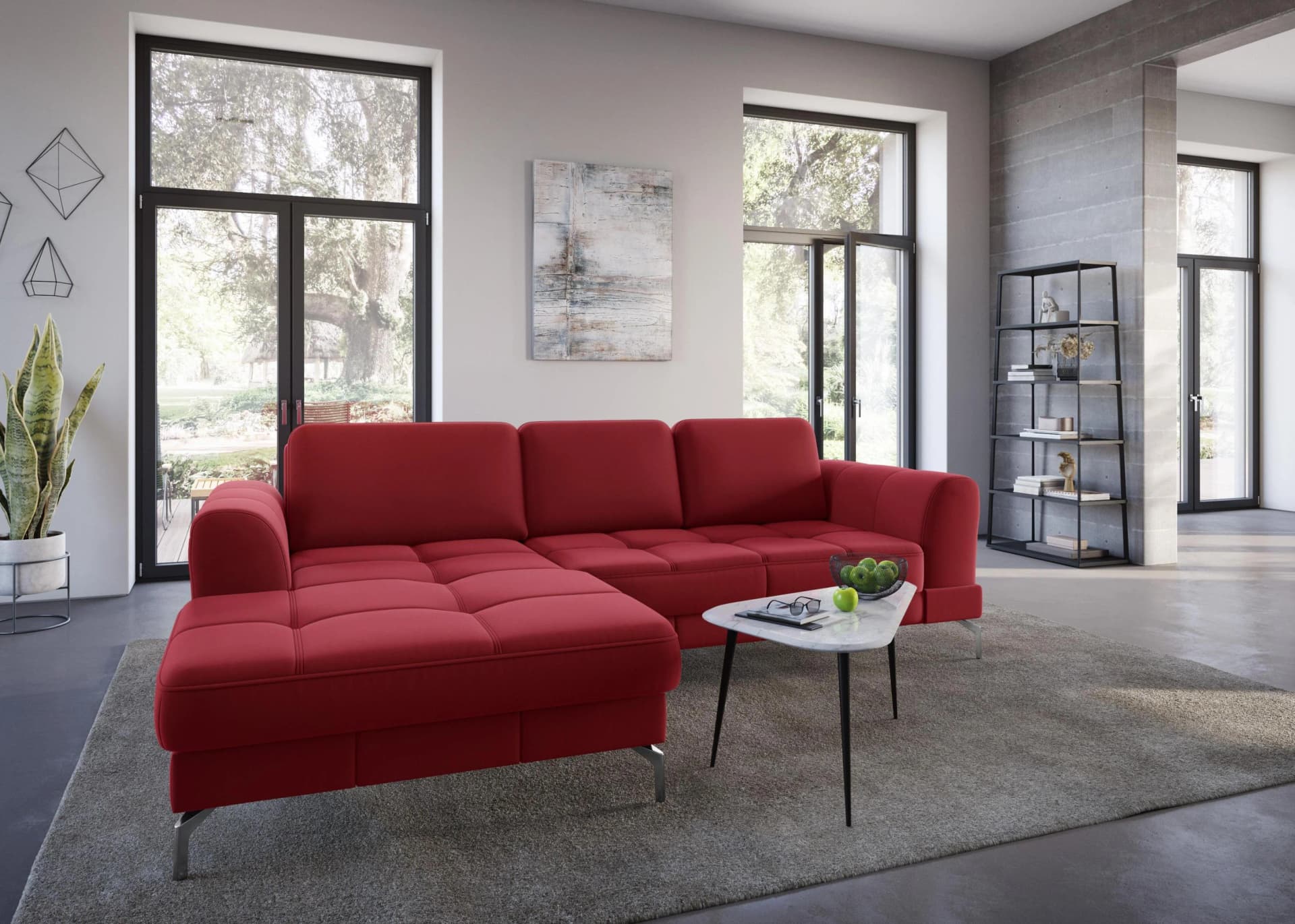 Ecksofa SIT & MORE Bendigo L-Form Rot mit Sitztiefenverstellung