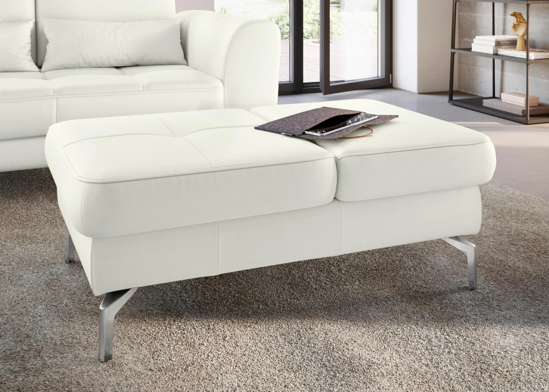 SIT & MORE Hocker Bendigo Weiß Klappfunktion Polsterhocker