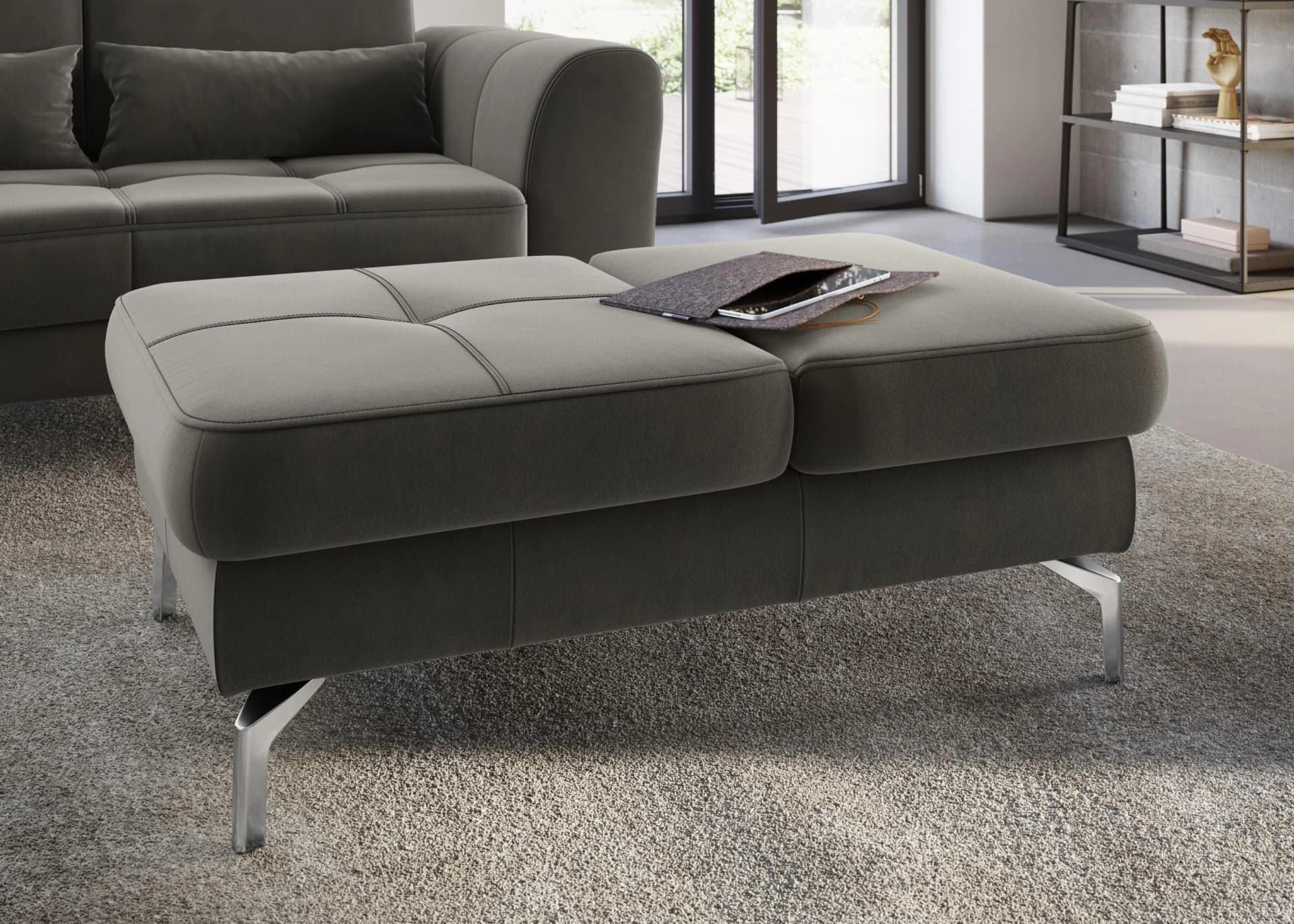 SIT & MORE Hocker Bendigo Anthrazit mit Klappfunktion
