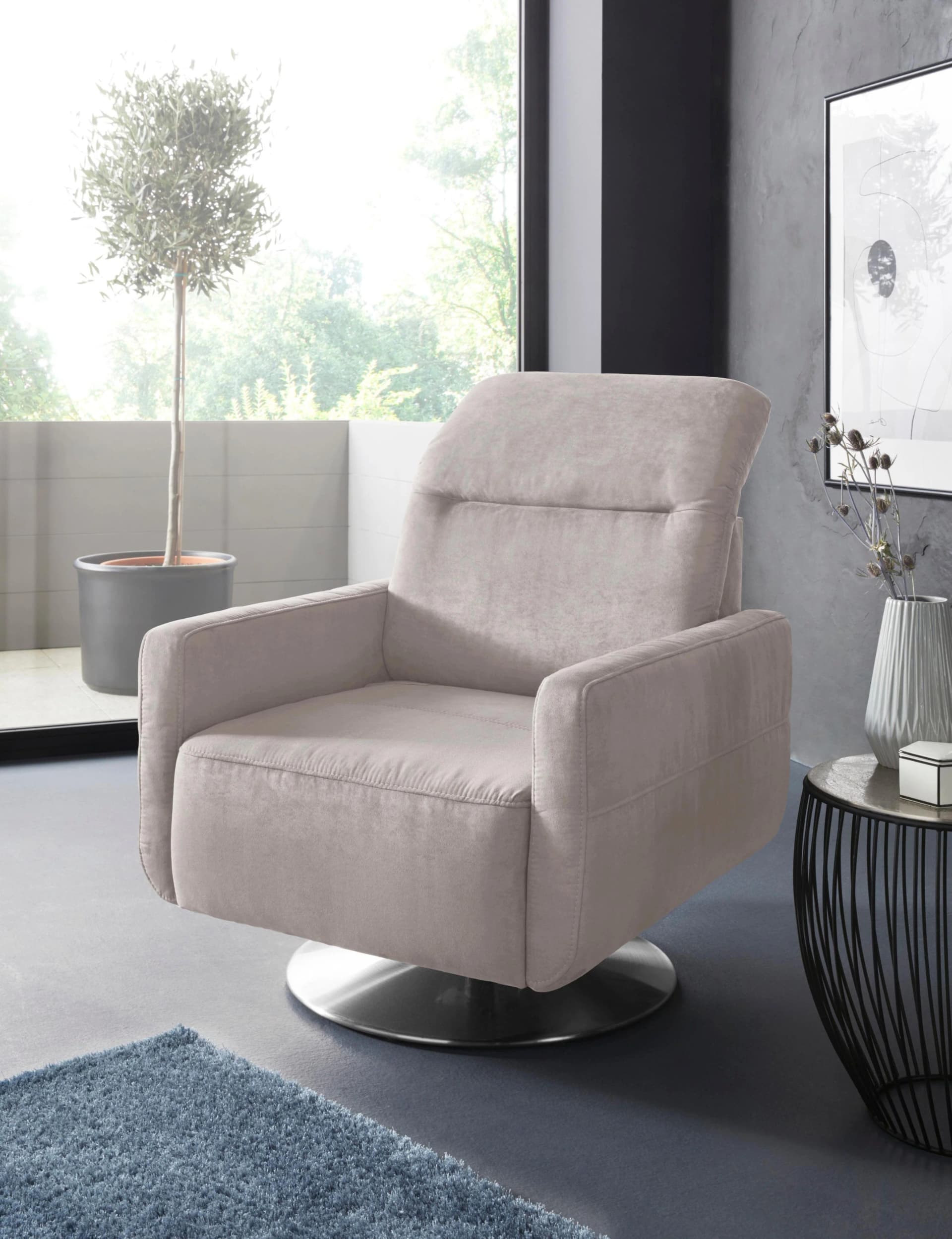 SIT & MORE Drehsessel Gizeh Beige mit Kopfteilverstellung