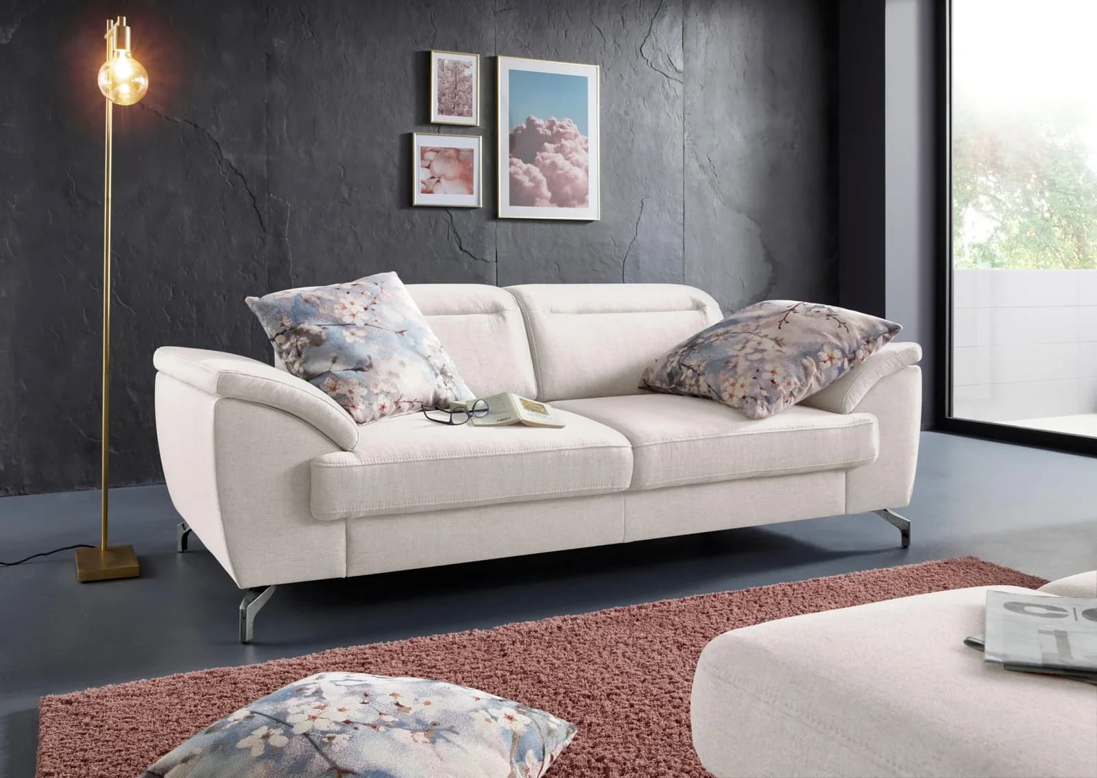 SIT & MORE Percy 2,5-Sitzer Sofa Beige mit Sitztiefenverstellung