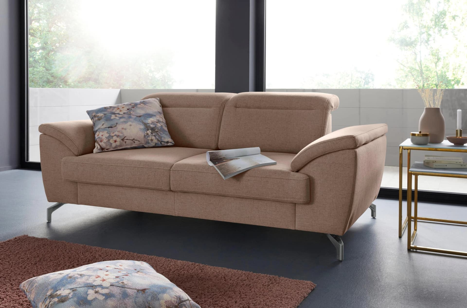 SIT & MORE Percy 2-Sitzer Sofa Beige mit Sitztiefenverstellung