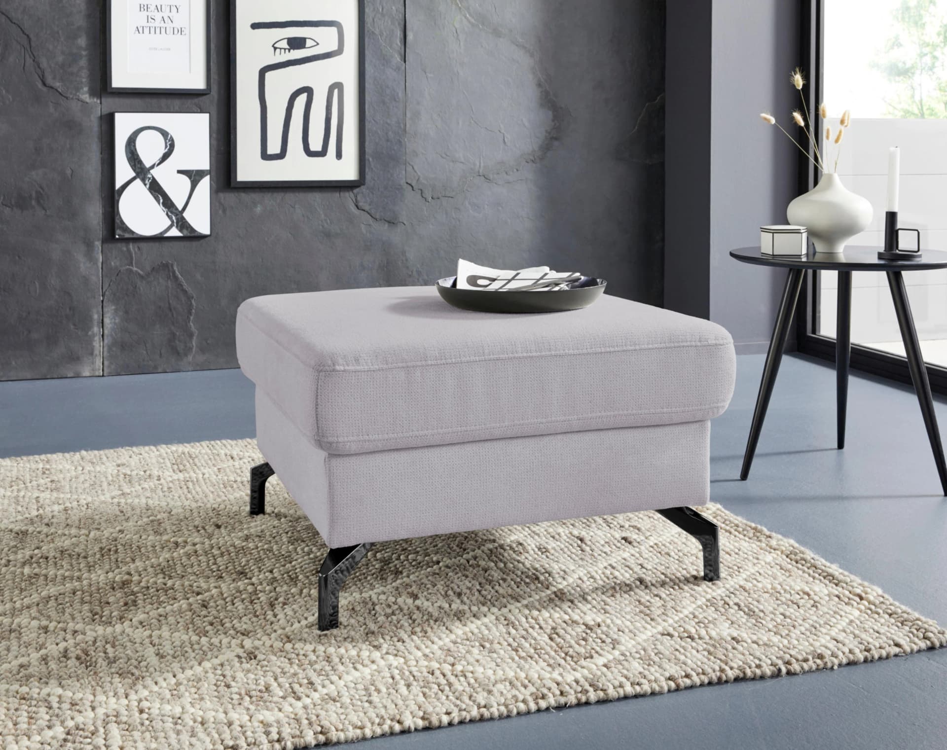 SIT & MORE Hocker Percy Silber Microfaser