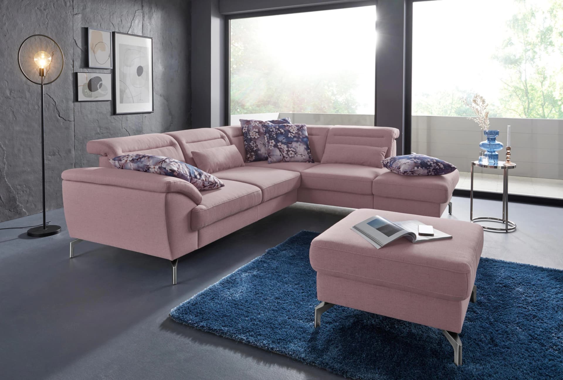 SIT & MORE Sofakissen Percy 2-teilig Altrosa Feinstruktur