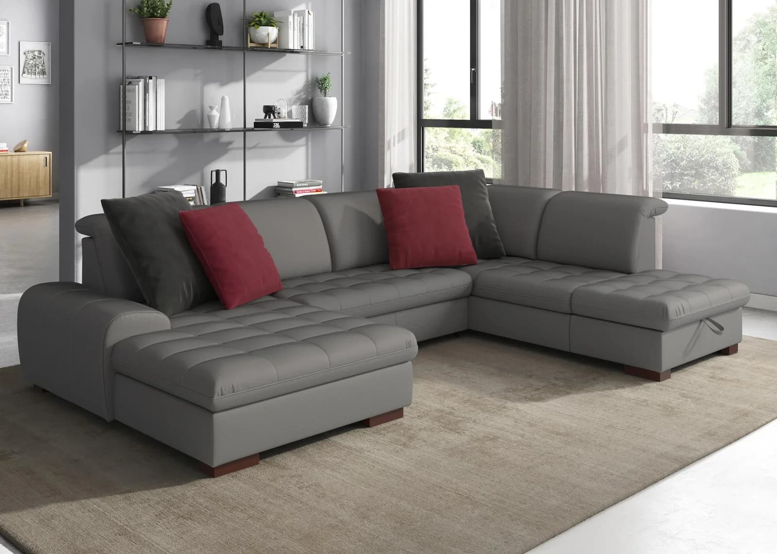 SIT & MORE Luxor Sofakissen 2-tlg. Rot Samtoptik