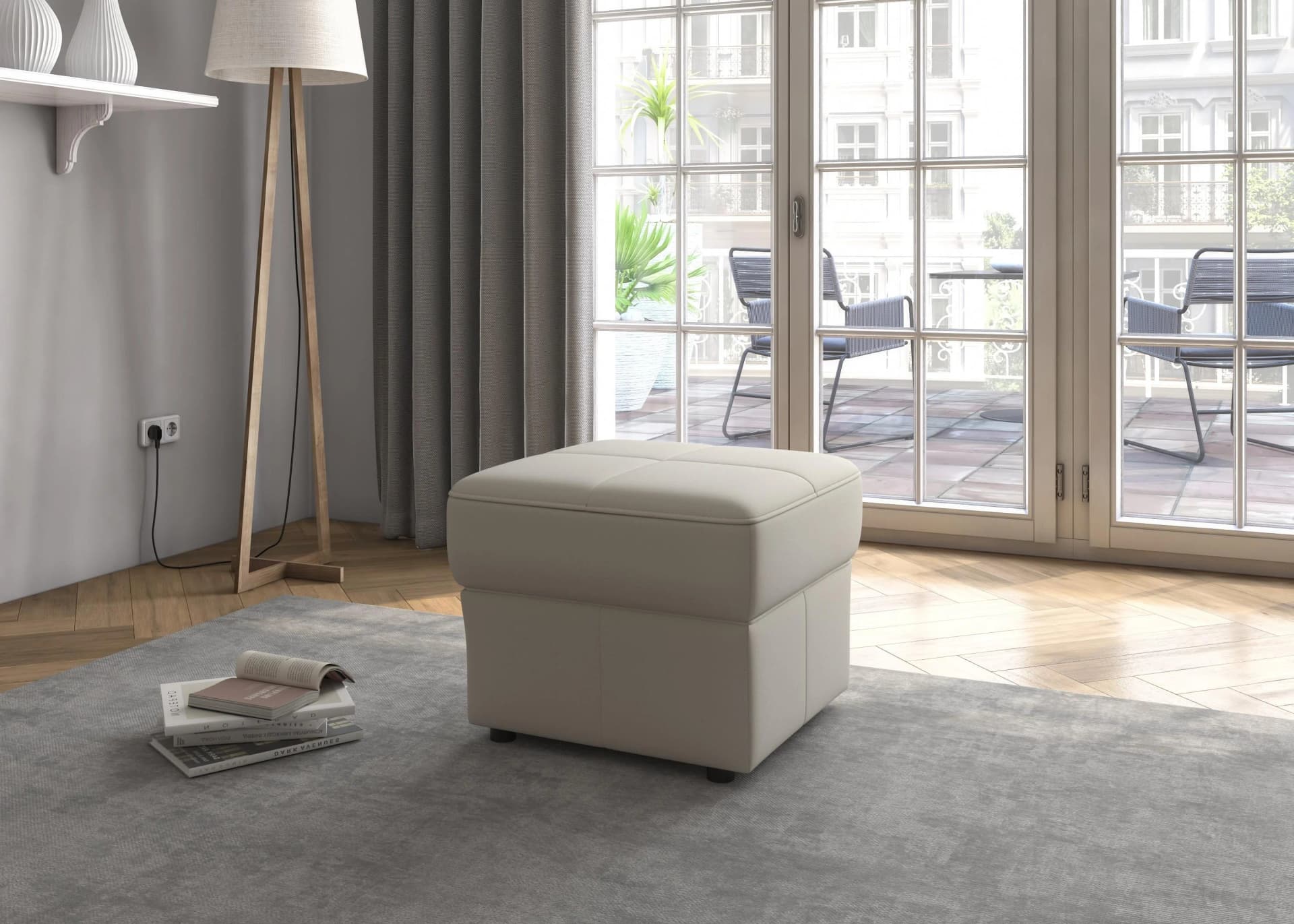 SIT & MORE Hocker Freetown Beige Microfaser auf Gleitern