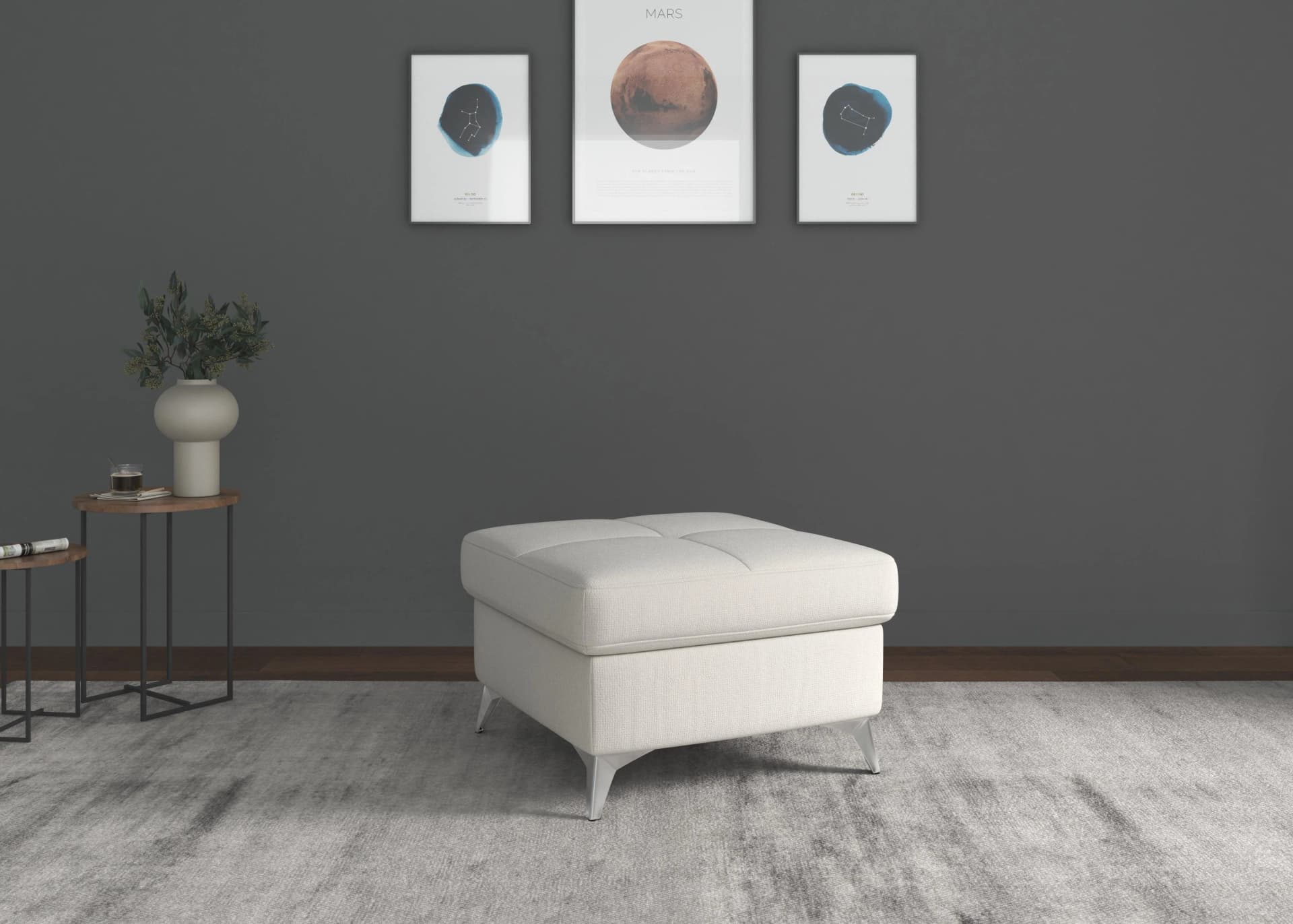 SIT & MORE Hocker Baviene Beige Polsterhocker mit Metallbeinen
