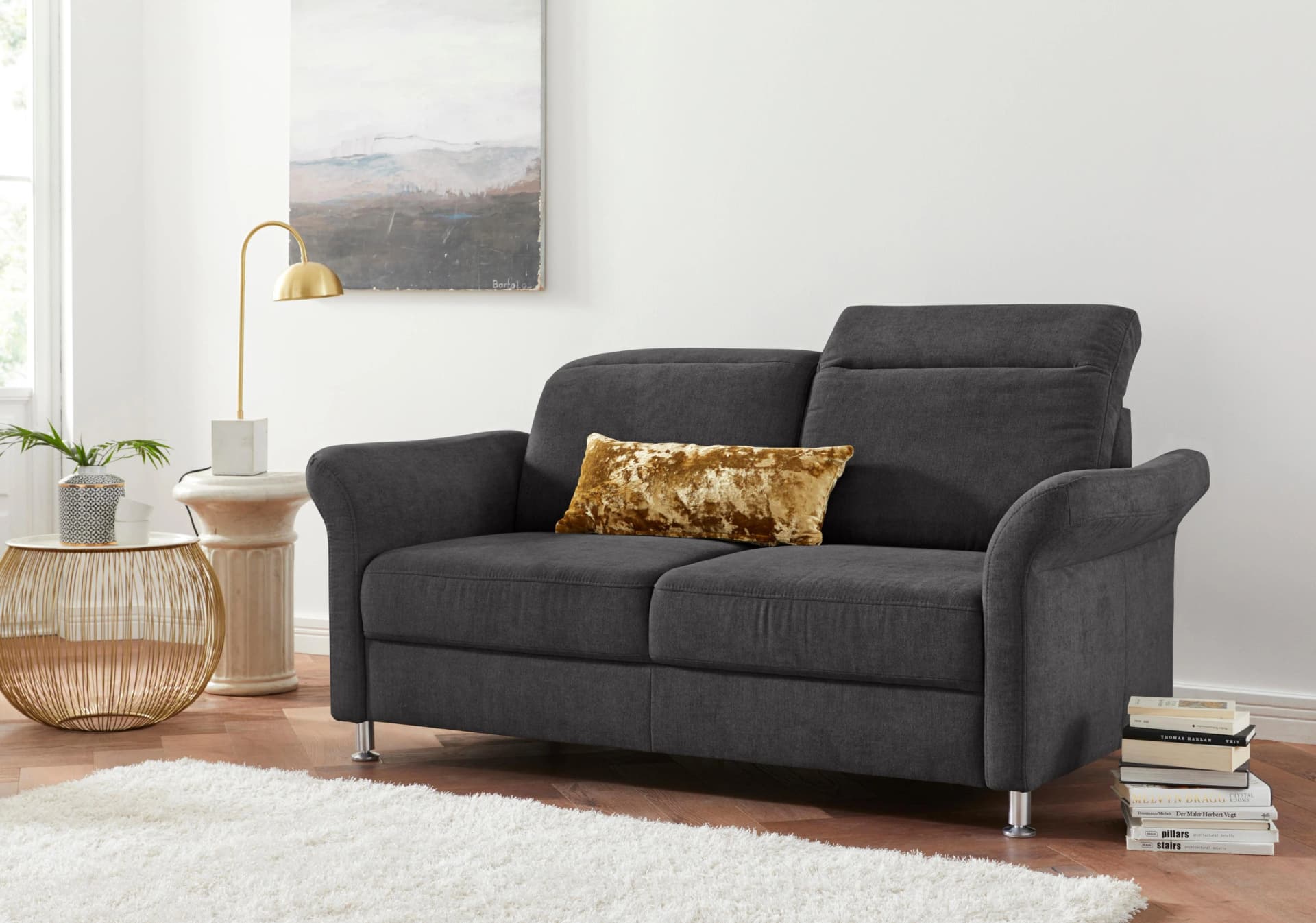 SIT & MORE Darwin 2,5-Sitzer Sofa Grau Fango mit Kopfteilverstellung