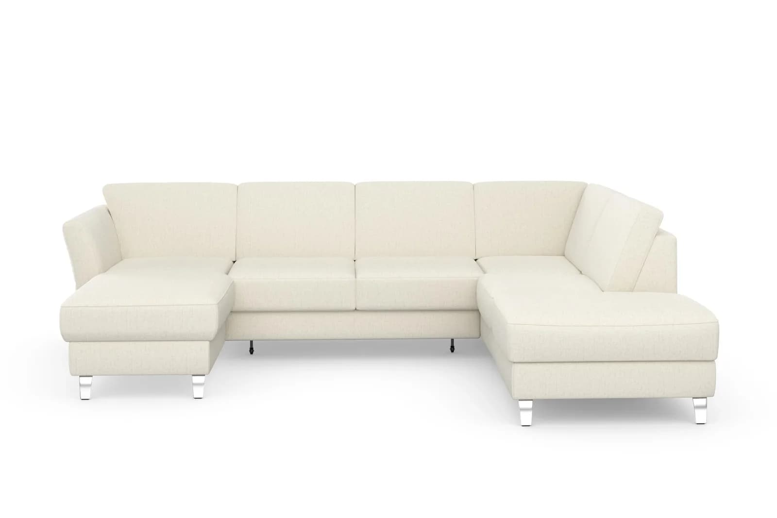 SIT & MORE Wohnlandschaft Visby U-Form Beige mit Bettfunktion