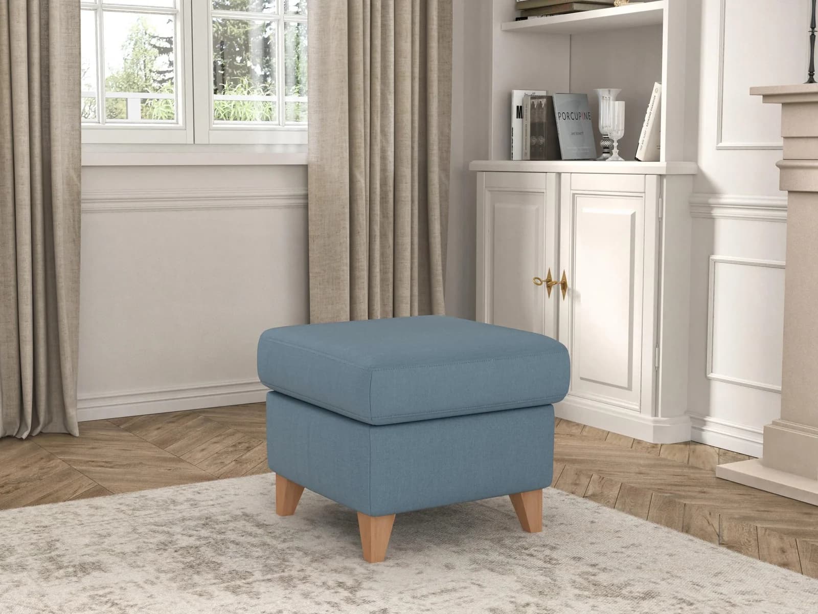 SIT & MORE Stauraumhocker Visby Hellblau mit Soft-Clean Bezug