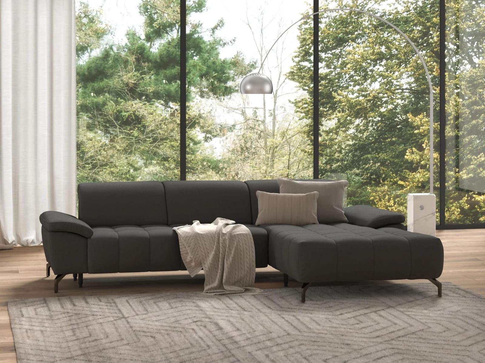SIT & MORE Ecksofa Cool L-Form Grau Motorisch