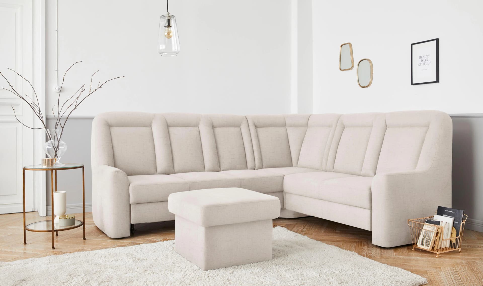 SIT & MORE Ecksofa Melissa L-Form Beige mit Bettfunktion