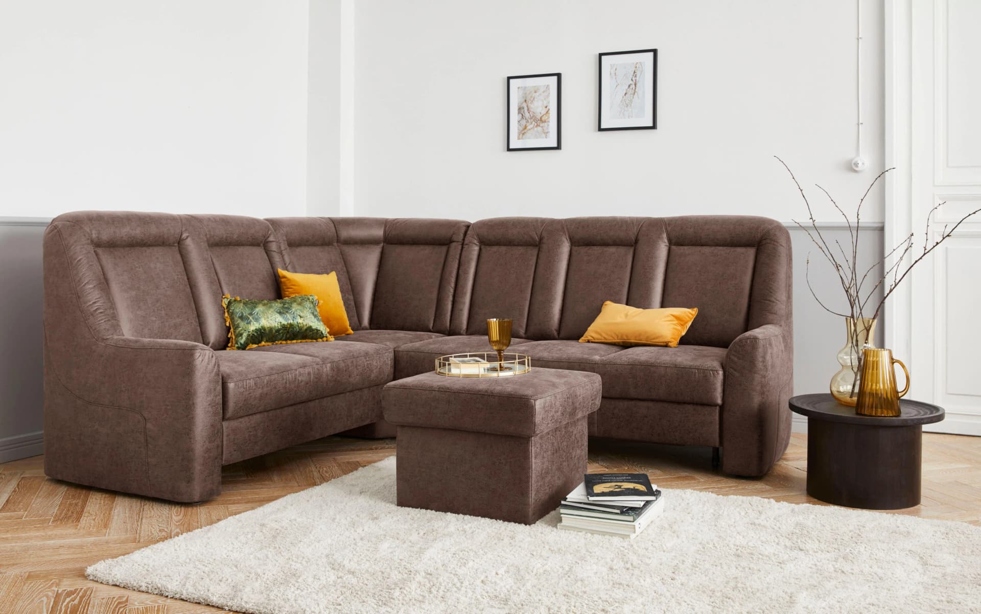 SIT & MORE Ecksofa Melissa L-Form Schokobraun mit Bettfunktion