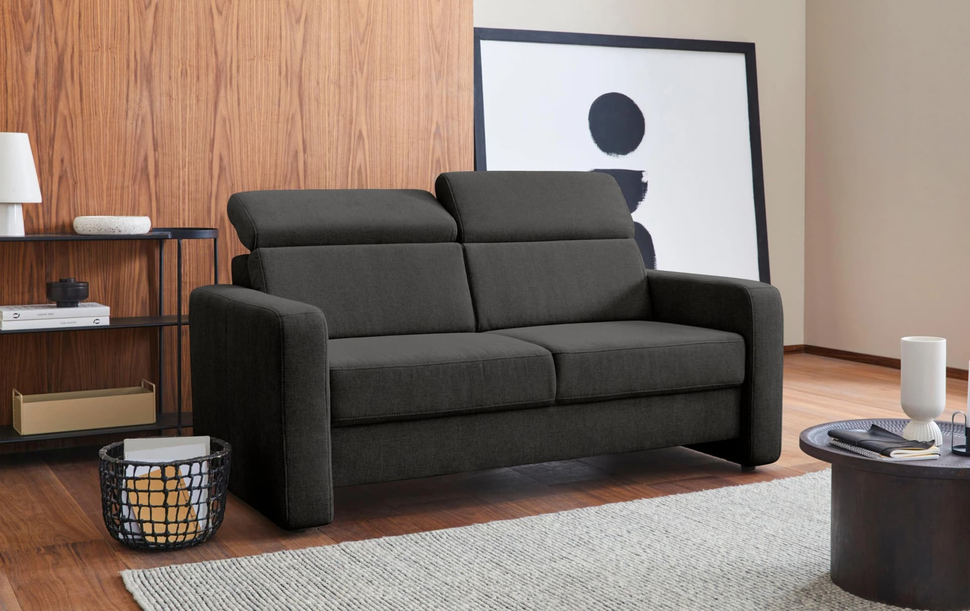 Sit & More Sofa Bologna 2,5-Sitzer Braun mit Kopfteilverstellung