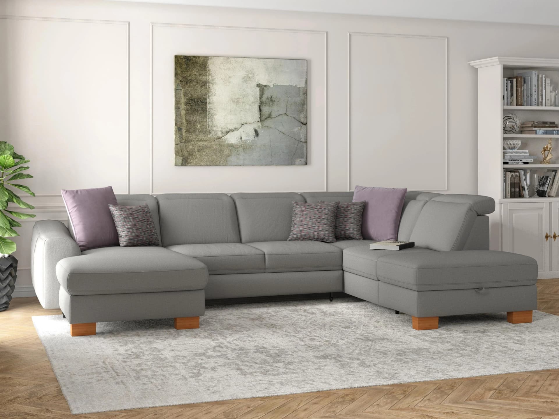 SIT & MORE Dundee U-Form Wohnlandschaft Silber mit Bettfunktion