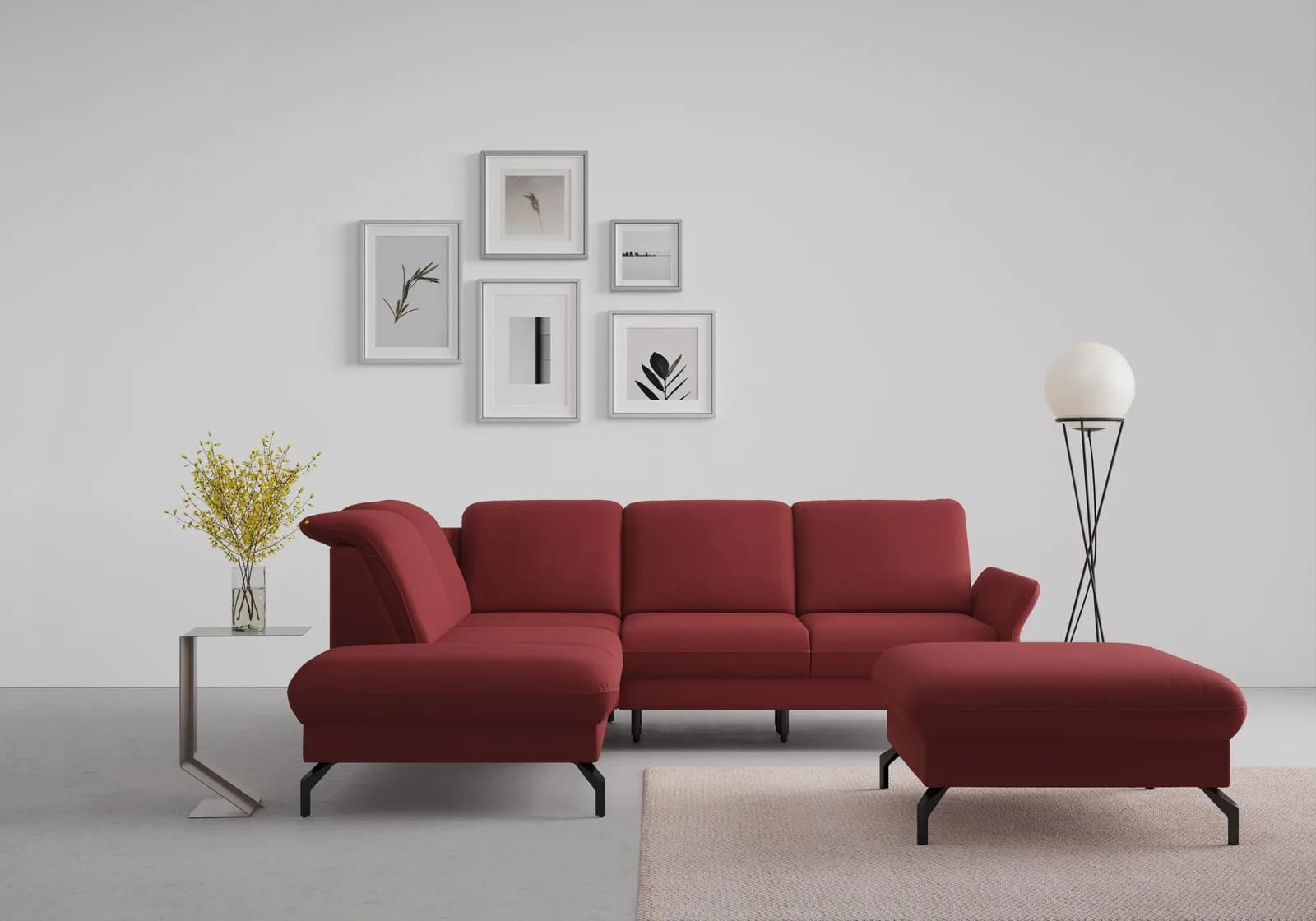 SIT & MORE Fashion L-Form Ecksofa Bordeaux Motorisch