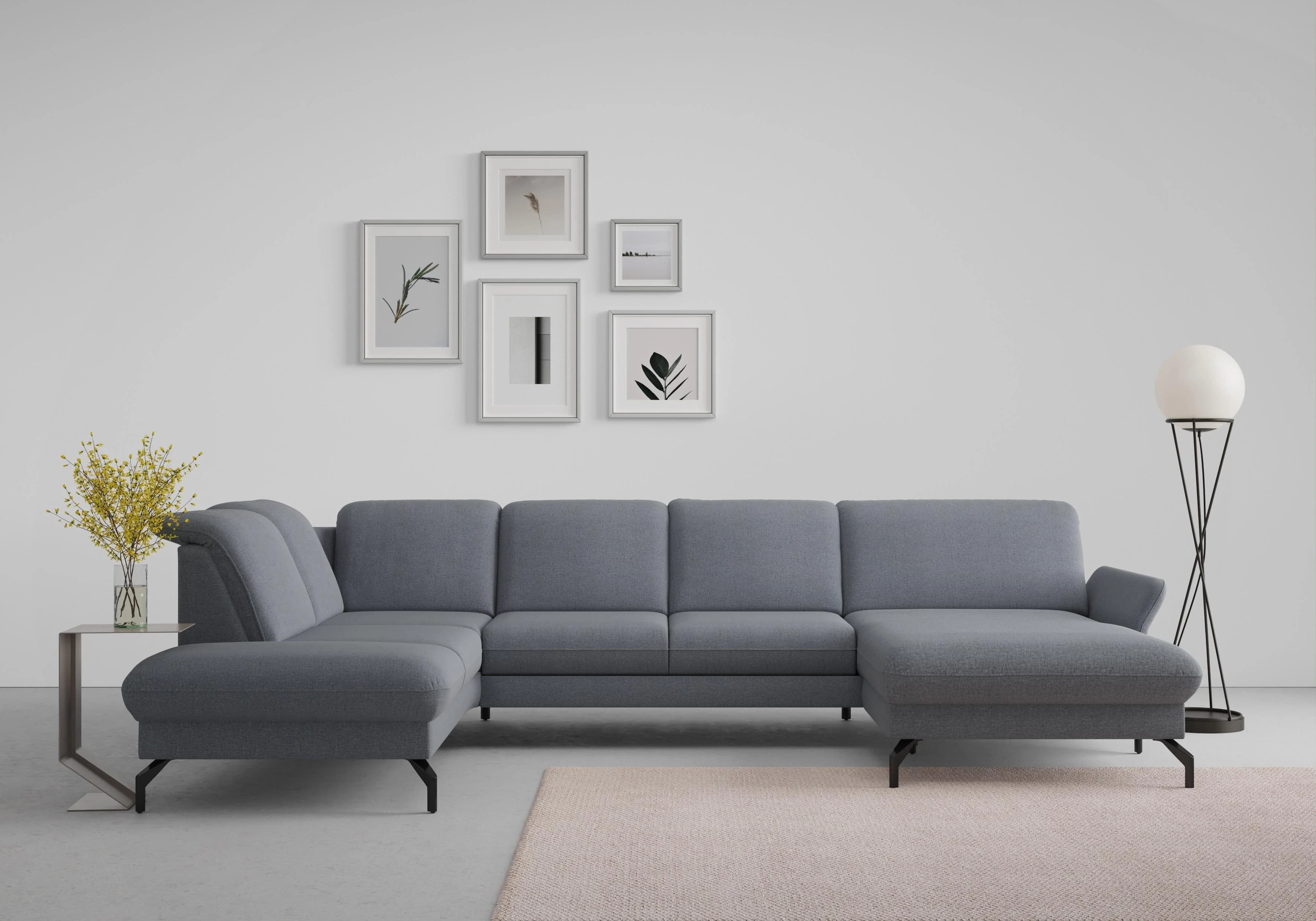 SIT & MORE Wohnlandschaft Fashion U-Form Blaugrau Motorisch
