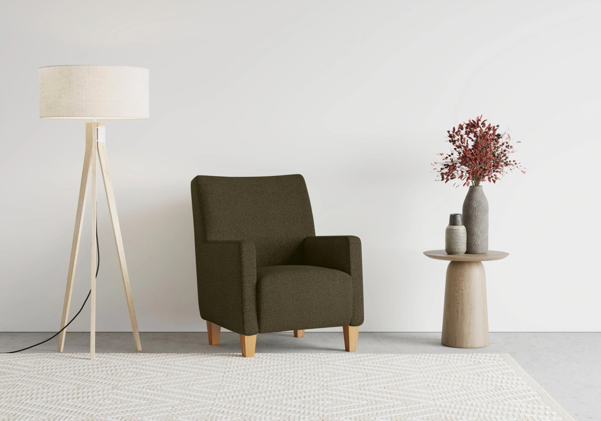 Sessel SIT & MORE Bosse Khaki Grün mit Federkern