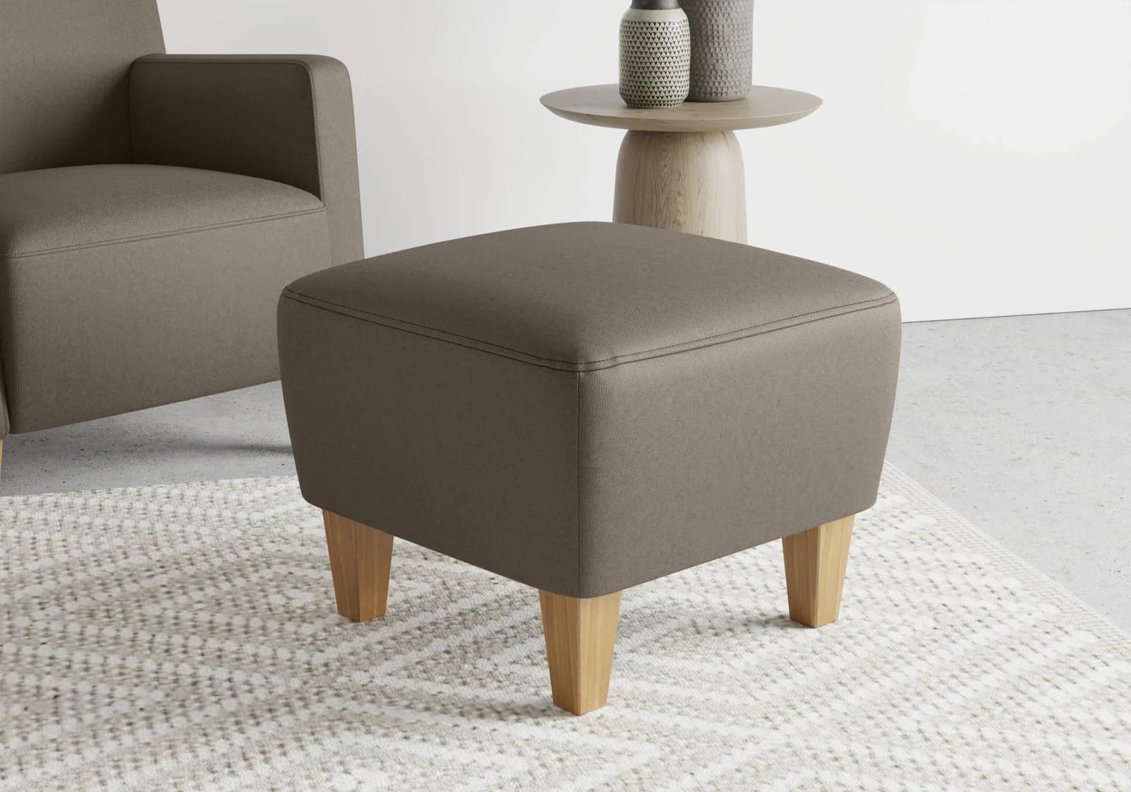 SIT & MORE Polsterhocker Bosse Braun Nuss Microfaser
